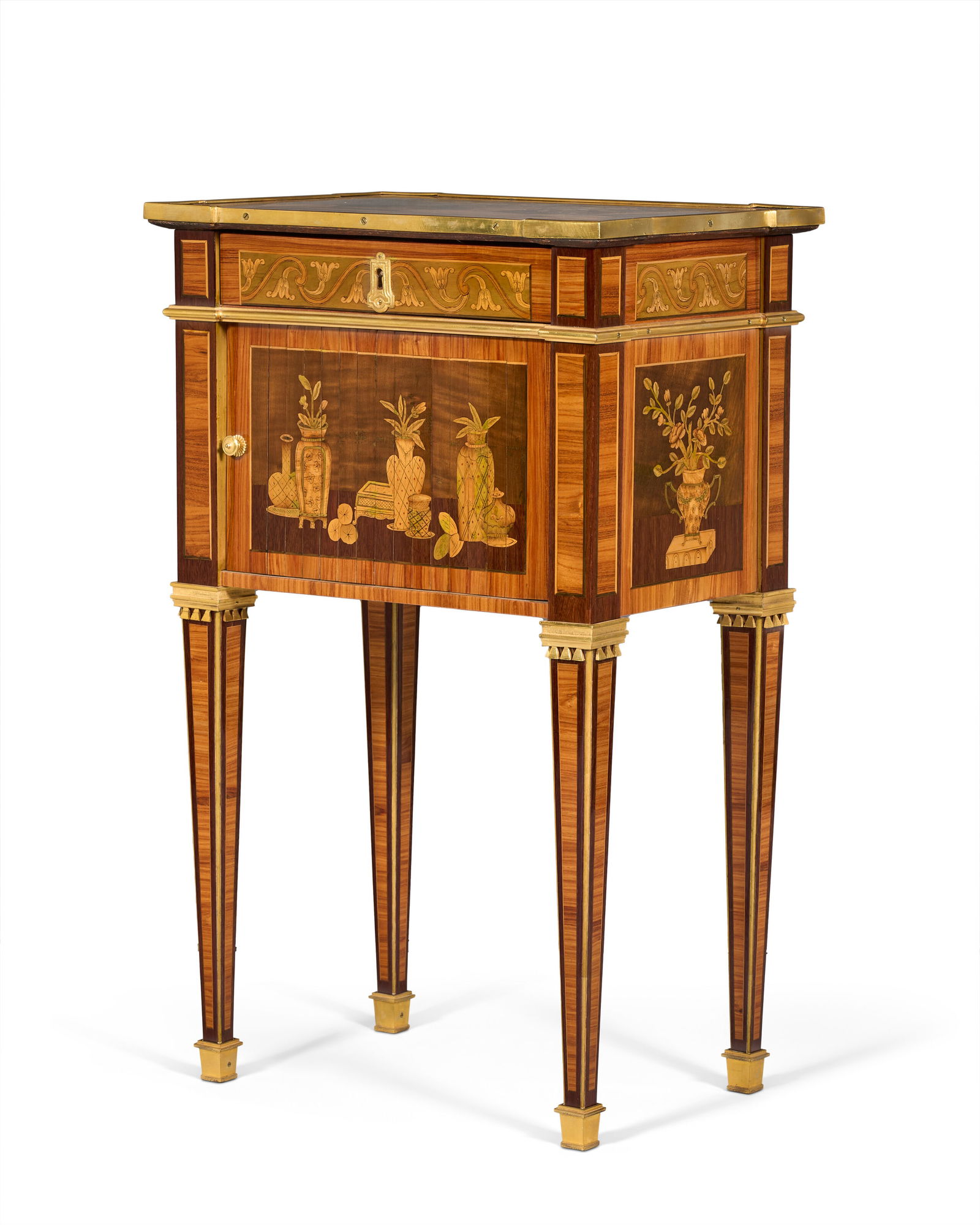 A LOUIS XVI ORMOLU-MOUNTED KINGWOOD, TULIPWOOD AND MARQUETRY TABLE A ECRIRE BY NICOLAS PETIT, CIRCA: A LOUIS XVI ORMOLU-MOUNTED KINGWOOD, TULIPWOOD AND MARQUETRY TABLE A ECRIRE BY NICOLAS PETIT, CIRCA 1775 Details A LOUIS XVI ORMOLU-MOUNTED KINGWOOD, TULIPWOOD AND MARQUETRY TABLE A ECRIRE BY NICOLAS