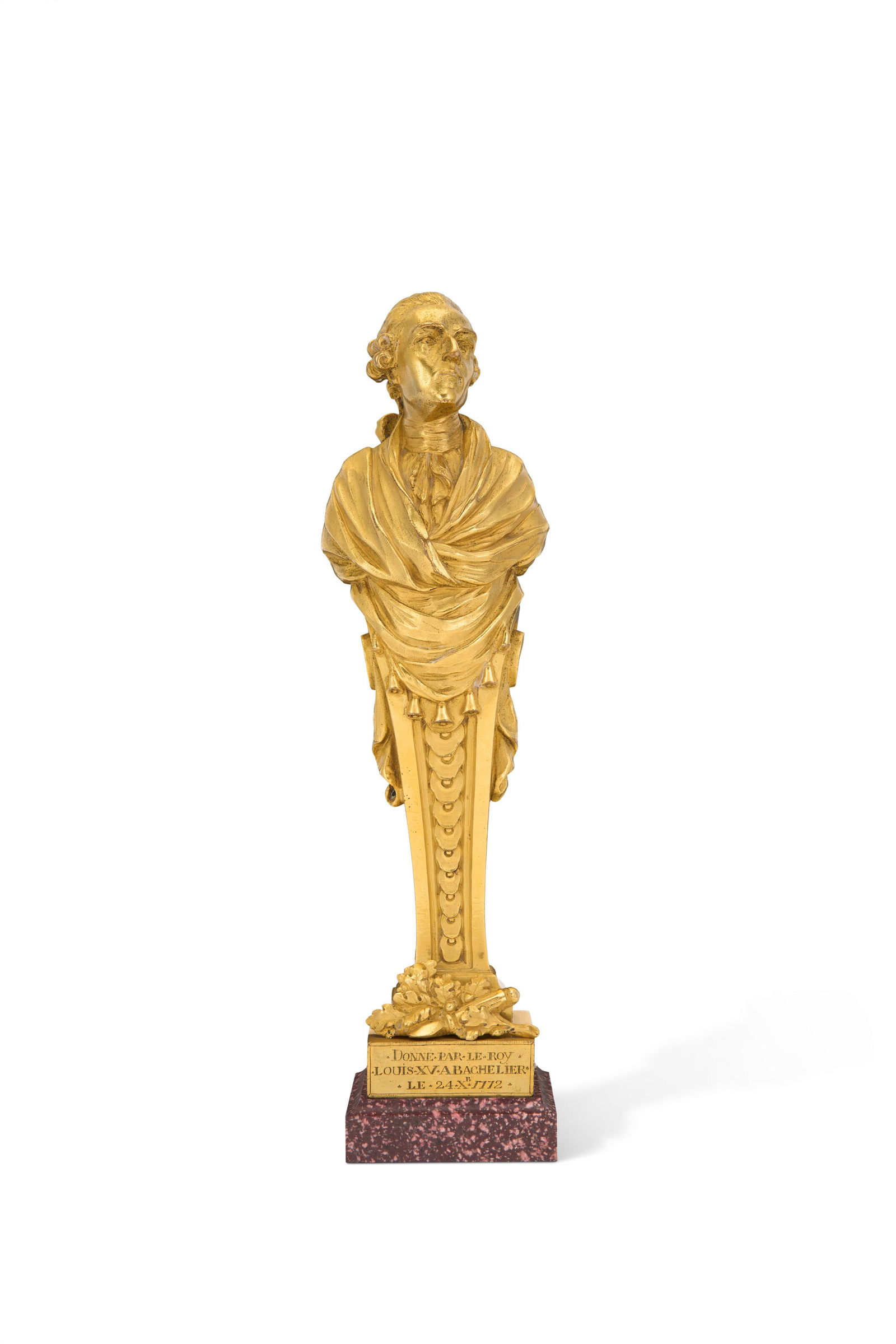 A LOUIS XV ORMOLU FIGURE OF LOUIS XV AS A HERM DATED 1772 (1 of 3)