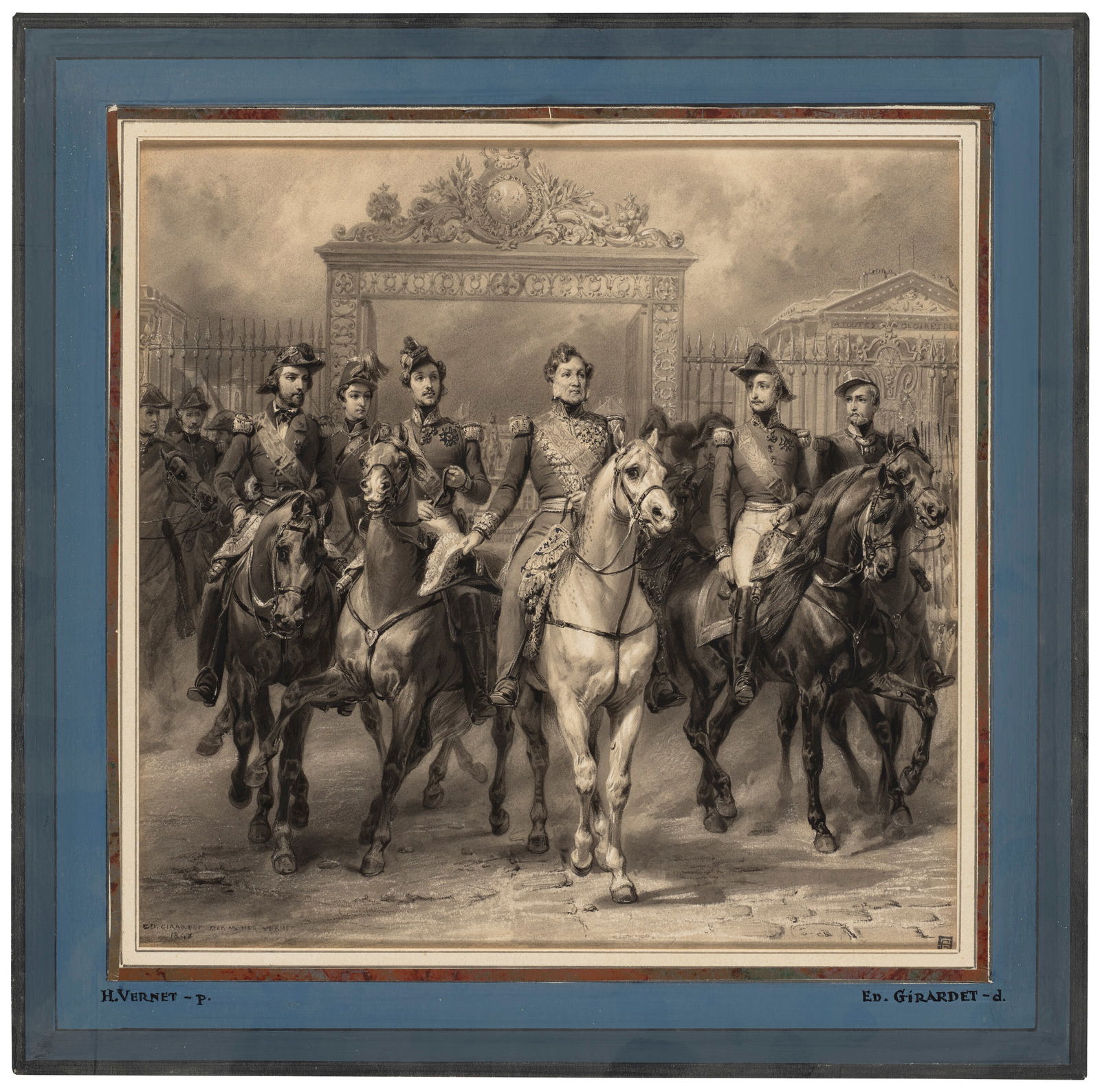 EDOUARD-HENRI GIRARDET (NEUCHÂTEL 1819-1880 VERSAILLES) King Louis-Philippe on horseback, with (1 of 3)
