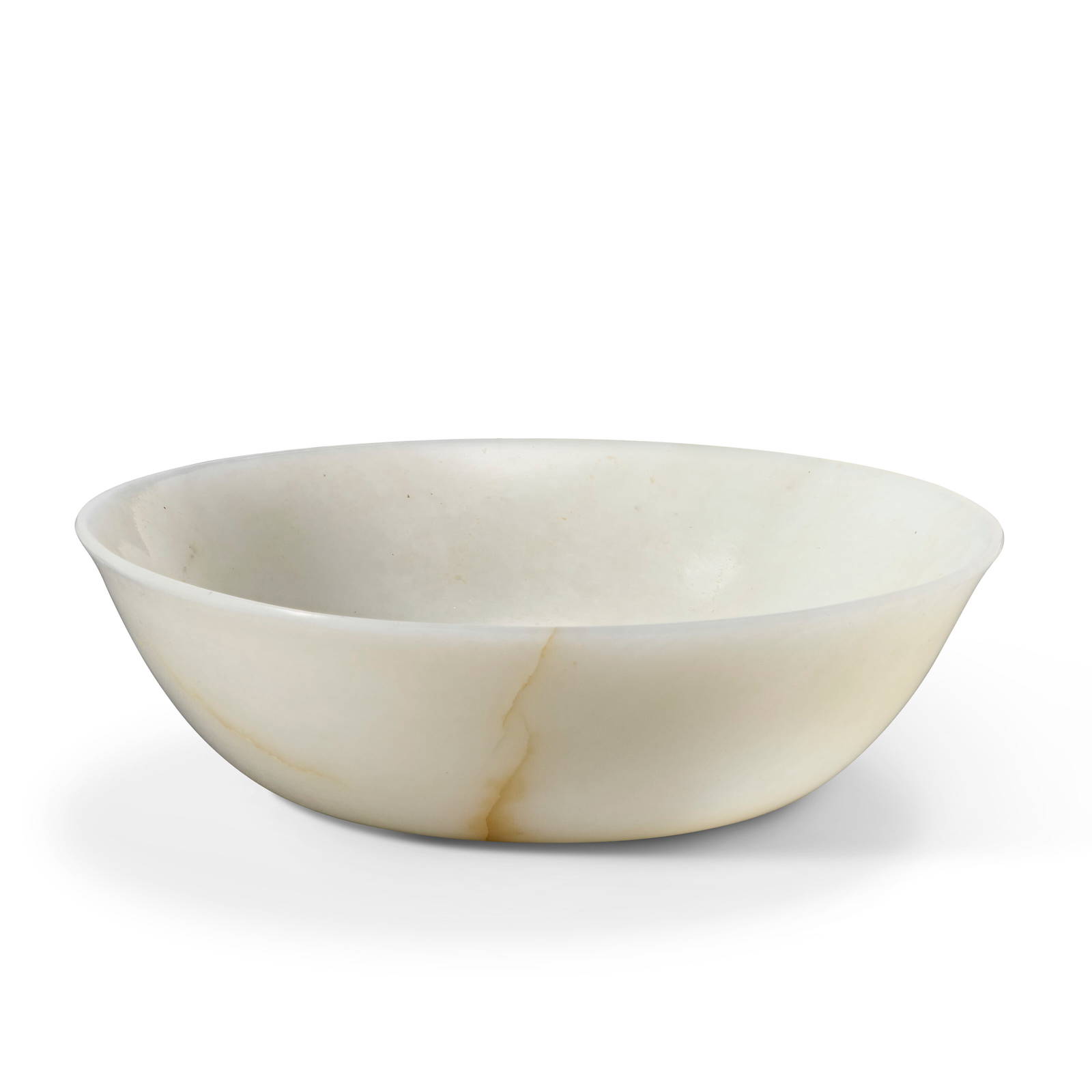 A CHINESE PALE GREENISH-WHITE JADE SHALLOW BOWL 18TH-19TH CENTURY