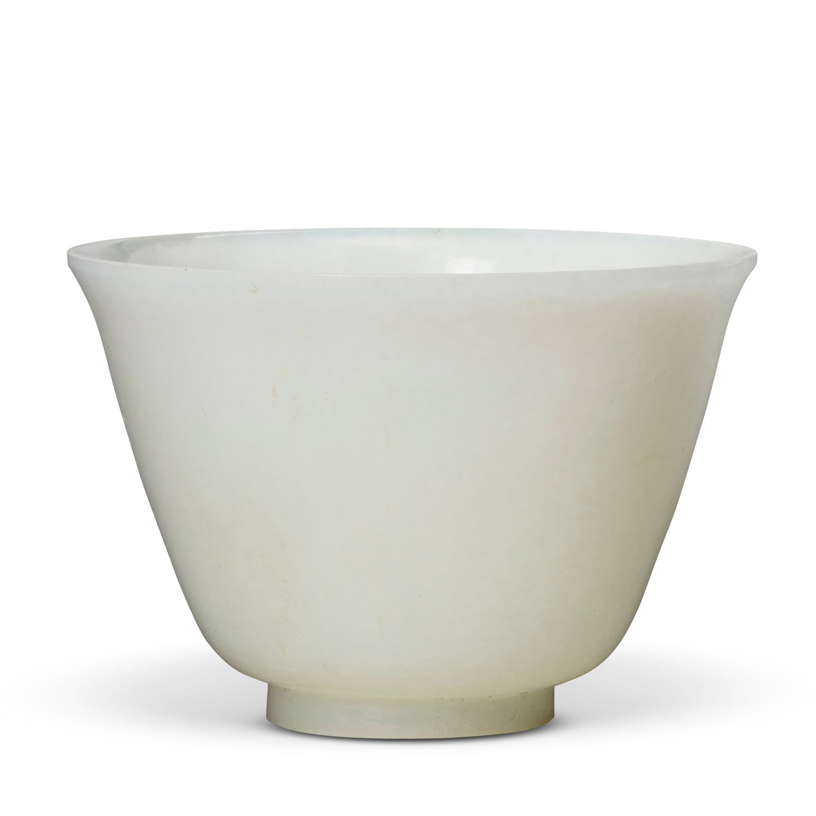 A CHINESE PALE GREENISH-WHITE JADE CUP 18TH-19TH CENTURY: A CHINESE PALE GREENISH-WHITE JADE CUP 18TH-19TH CENTURY Details A CHINESE PALE GREENISH-WHITE JADE CUP 18TH-19TH CENTURY 3 1⁄16 in. (7.8 cm.) diam.