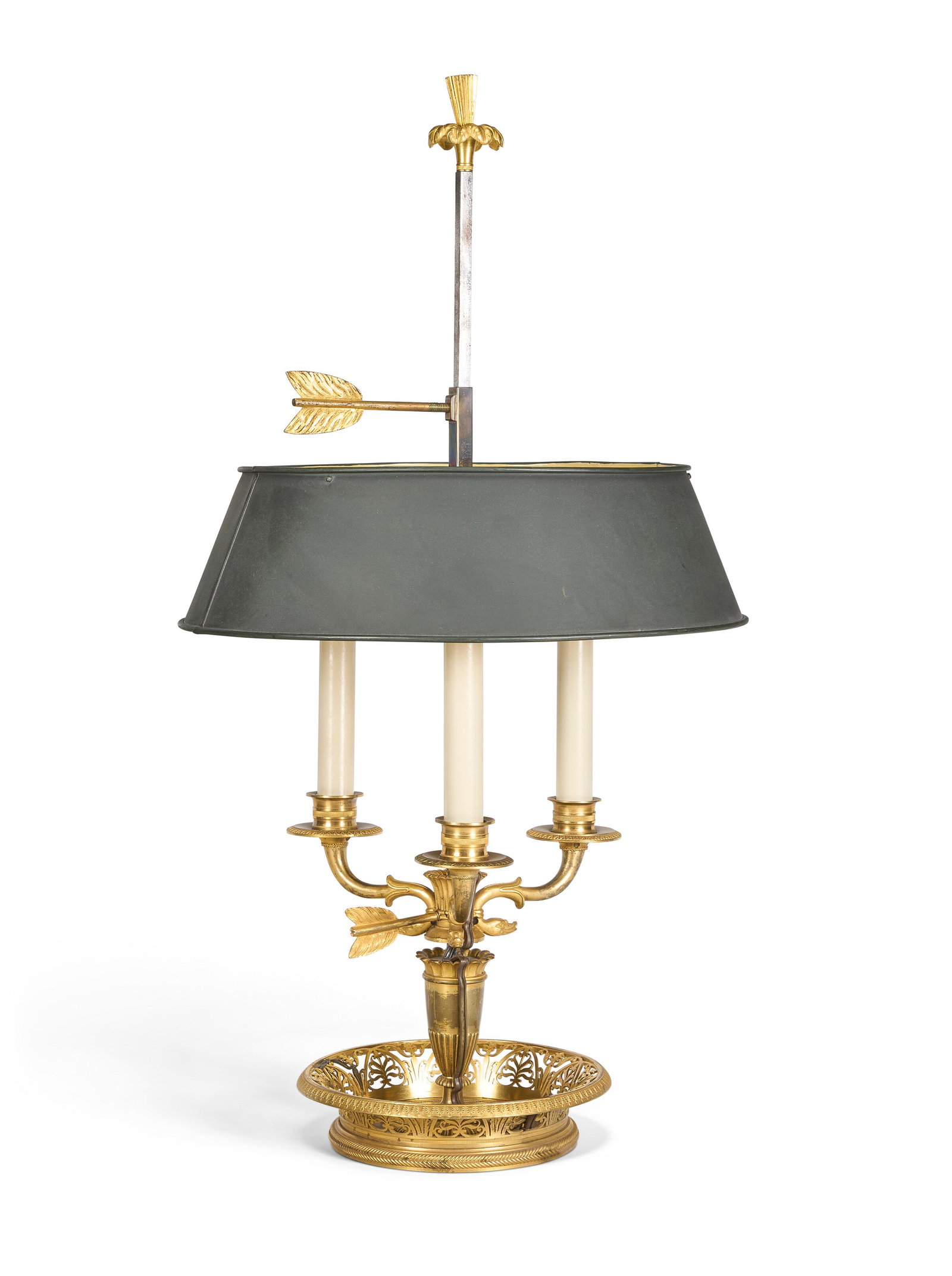 A DIRECTOIRE ORMOLU THREE-LIGHT BOUILLOTTE LAMP CIRCA 1795 (1 of 3)