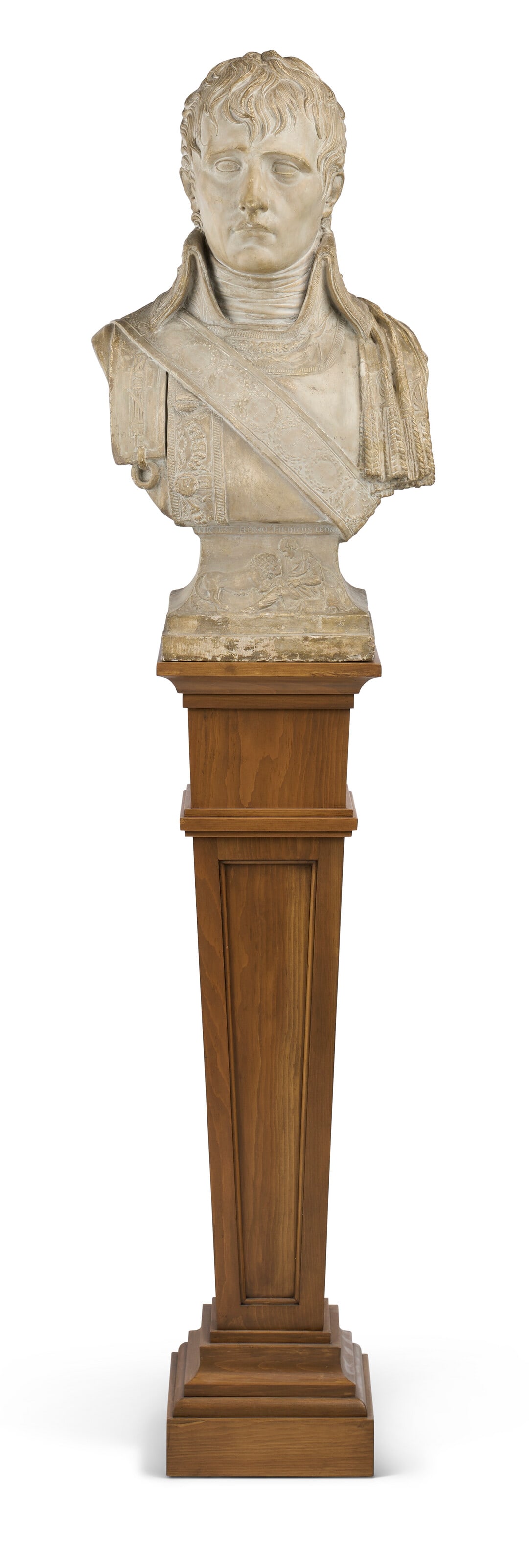 JOSEPH CHINARD (LYON, 1756-1813) A BUST OF NAPOLEON BONAPARTE AS FIRST CONSUL: JOSEPH CHINARD (LYON, 1756-1813) A BUST OF NAPOLEON BONAPARTE AS FIRST CONSUL Details JOSEPH CHINARD (LYON, 1756-1813) A BUST OF NAPOLEON BONAPARTE AS FIRST CONSUL His chest inscribed HIC EST HOMO MED