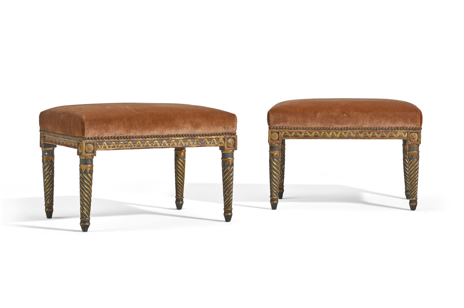 A PAIR OF DIRECTOIRE GREY-PAINTED AND PARCEL-GILT WANUT TABOURETS BY GEORGES JACOB, CIRCA 1795 (1 of 2)