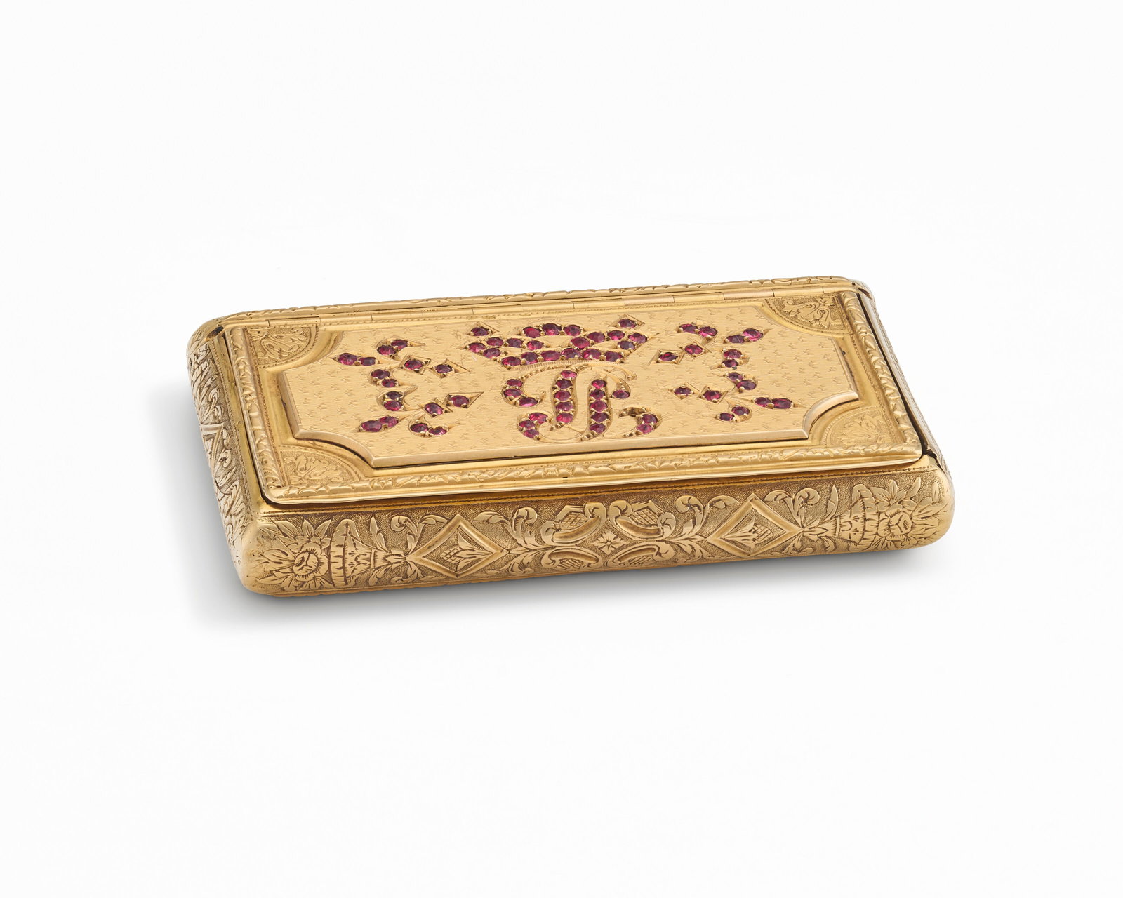 A LOUIS PHILIPPE RUBY-MOUNTED GOLD SNUFF-BOX MARK OF JOSEPH-NAPOLEON YVOREL, PARIS, 1834-1838 (1 of 2)