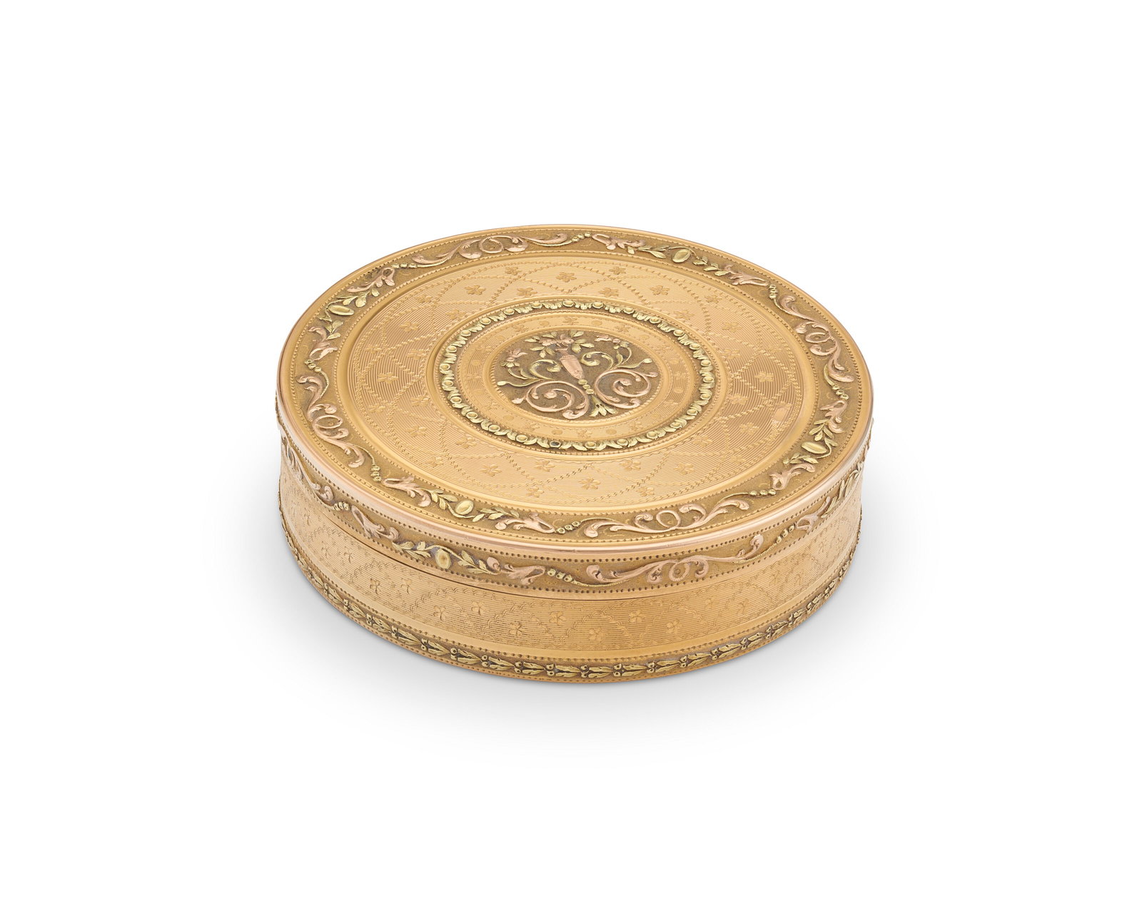 A LOUIS XVI VARI-COLOR GOLD BONBONNIERE MARK OF FRANÇOIS-NICOLAS CHEVANCE, PARIS, 1787 (1 of 2)