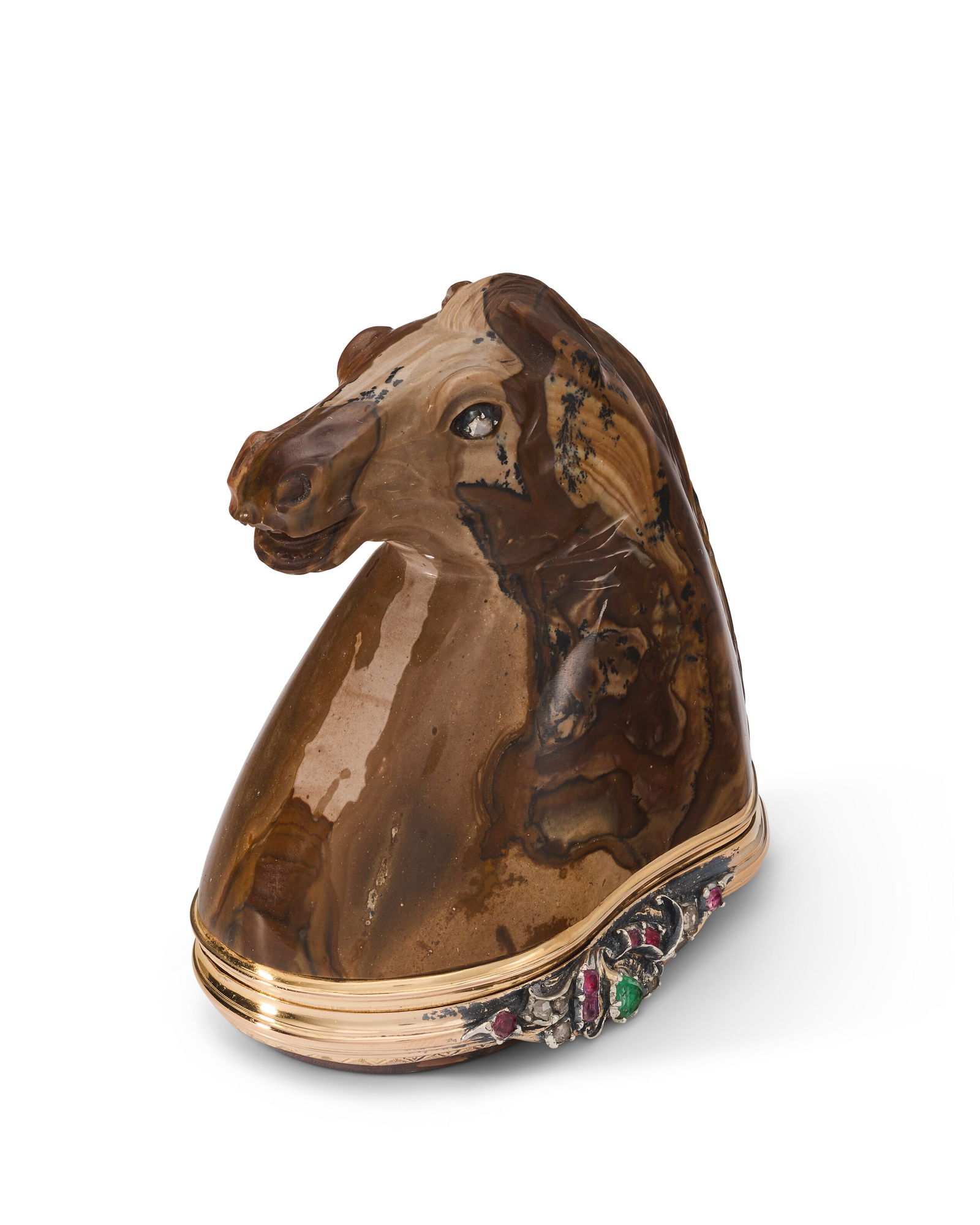 A GERMAN GOLD-MOUNTED AGATE NOVELTY SNUFF-BOX PROBABLY DRESDEN, CIRCA 1760 (1 of 3)