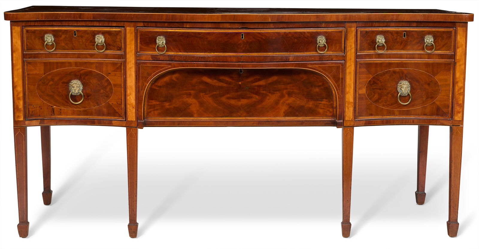 A GEORGE III SATINWOOD-INLAID MAHOGANY SIDEBOARD CIRCA 1780 (1 of 3)