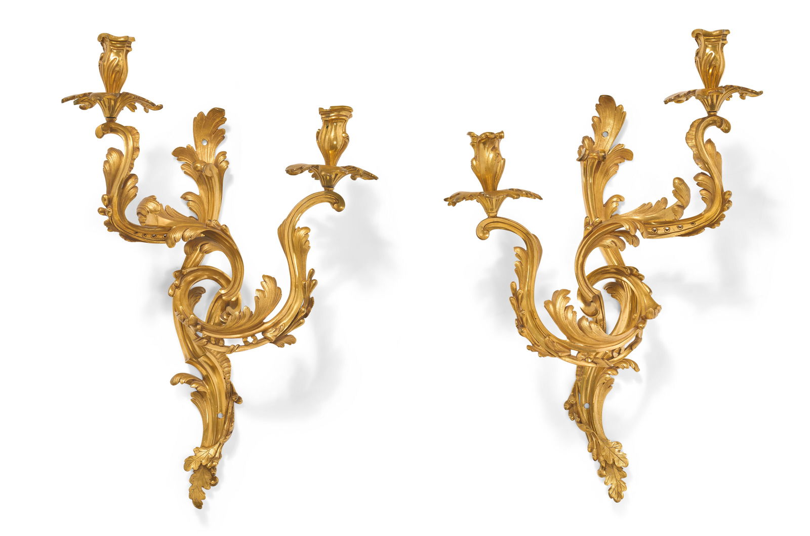 A PAIR OF FRENCH ORMOLU TWO-BRANCH WALL-LIGHTS SECOND HALF 19TH CENTURY (1 of 4)