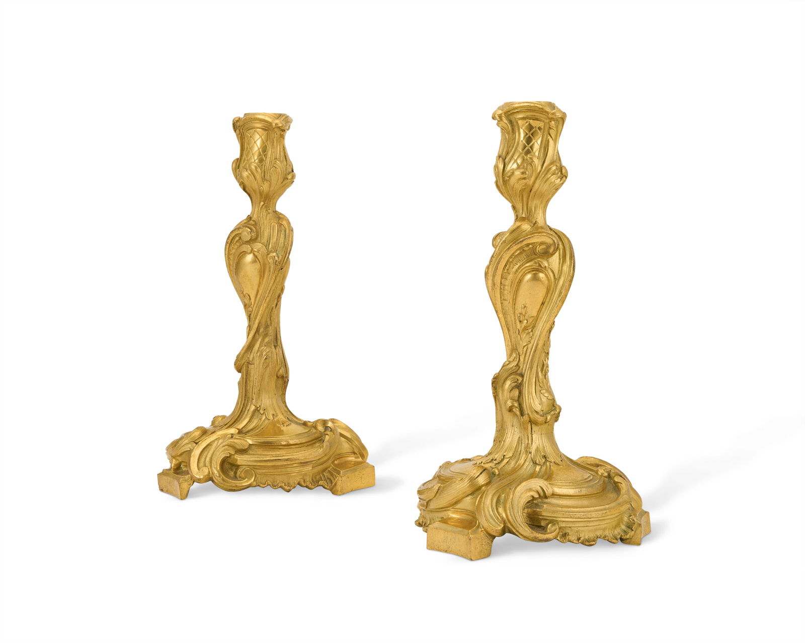 A PAIR OF FRENCH ORMOLU CANDLESTICKS LATE 19TH CENTURY (1 of 3)