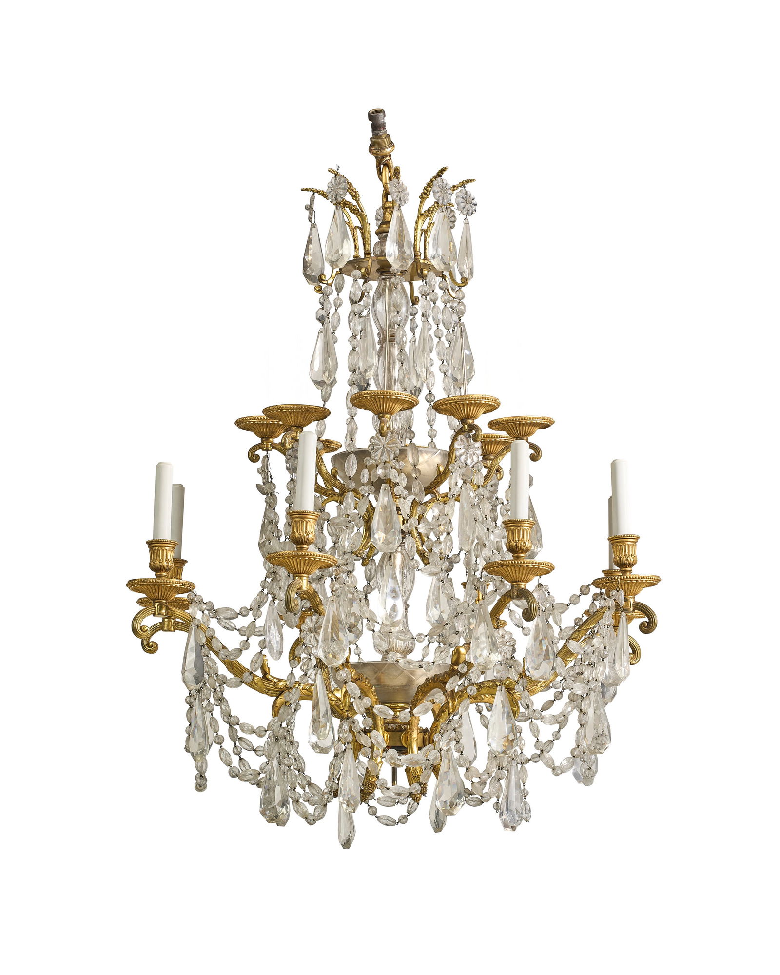 A LOUIS XVI-STYLE ORMOLU AND CUT-GLASS SIXTEEN-LIGHT CHANDELIER 19TH CENTURY (1 of 4)