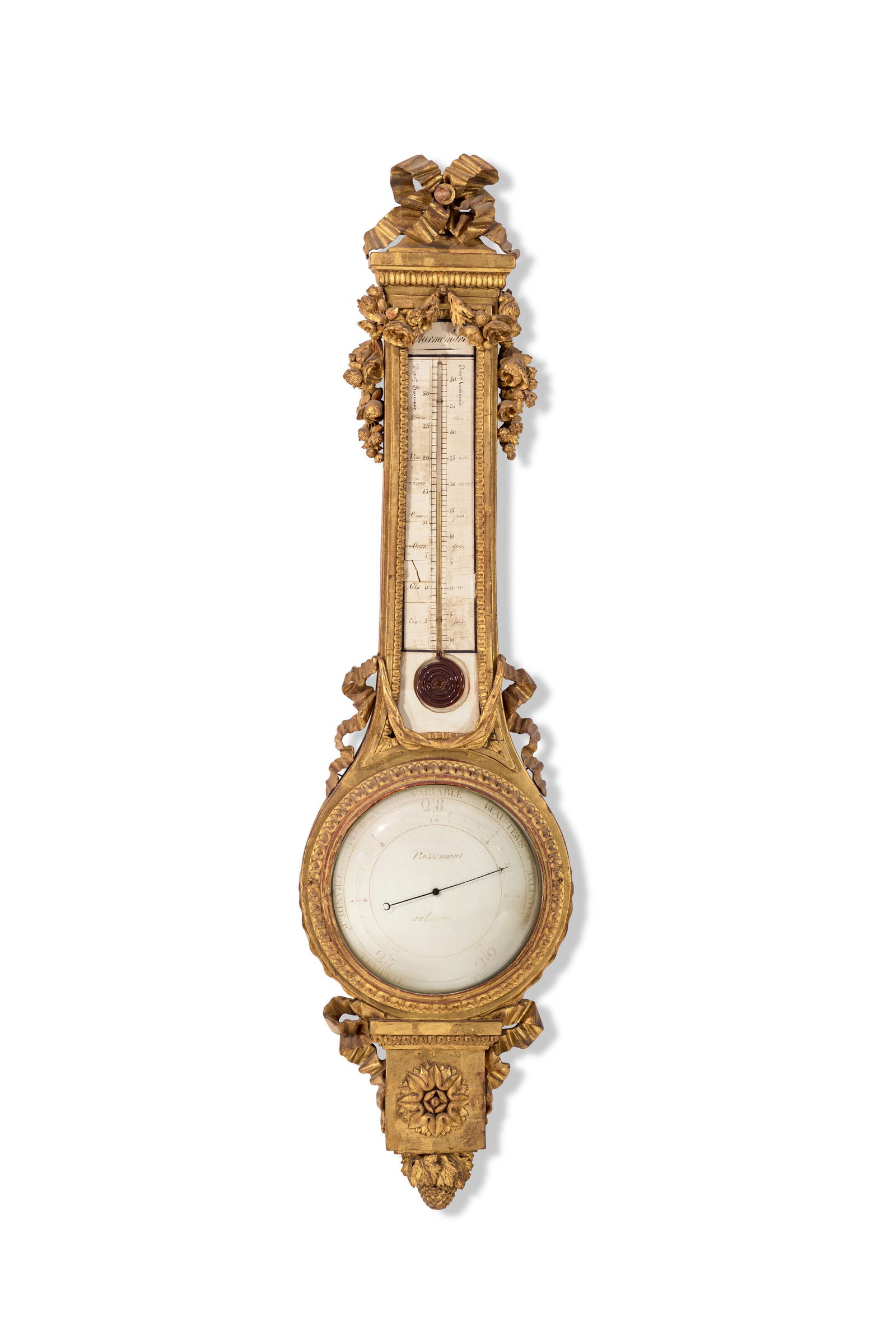 A FRENCH GILTWOOD BAROMETER 19TH CENTURY (1 of 3)