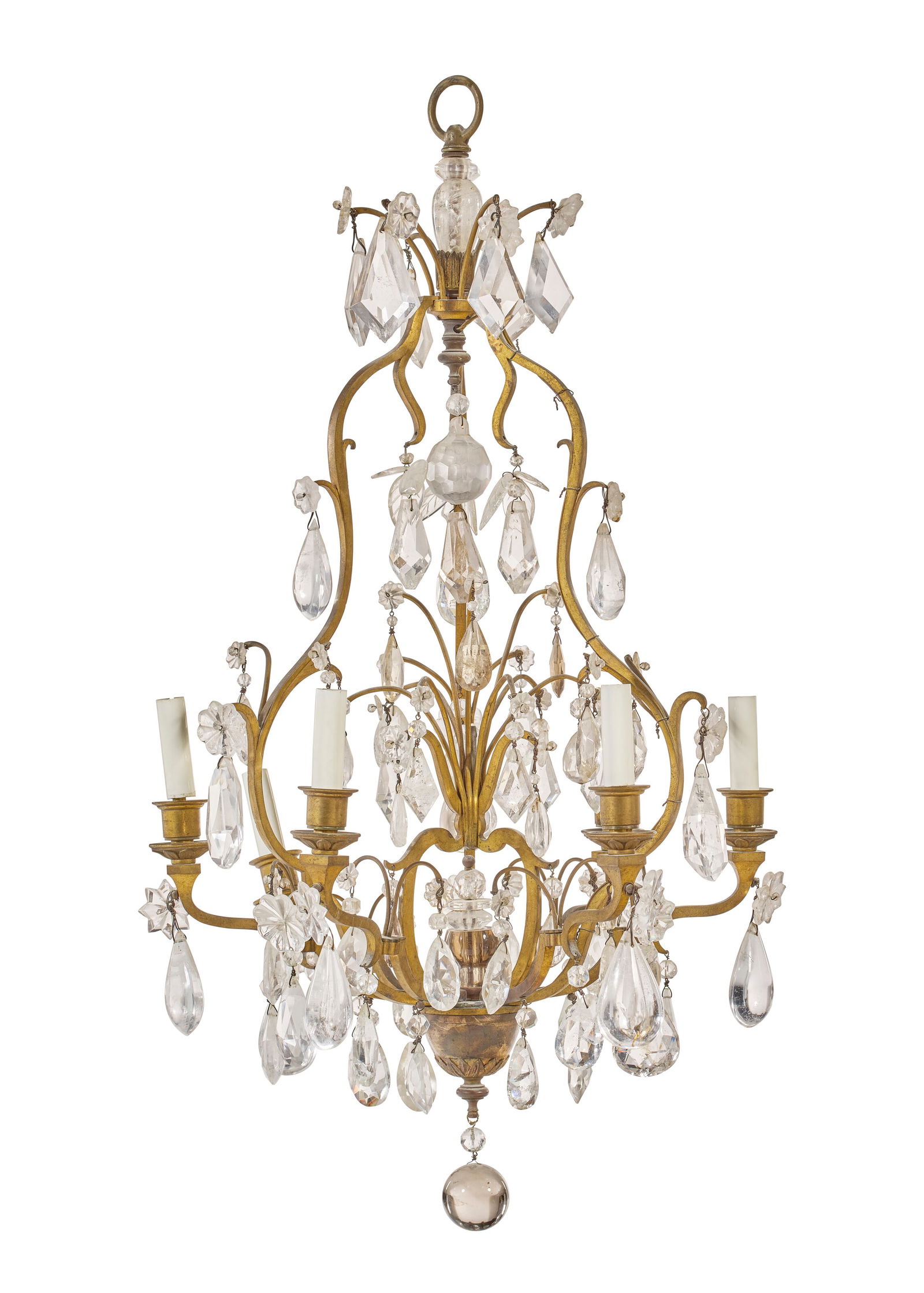 A LOUIS XV-STYLE ORMOLU, ROCK CRYSTAL AND CUT-GLASS MOUNTED EIGHT-LIGHT CHANDELIER 20TH CENTURY (1 of 4)