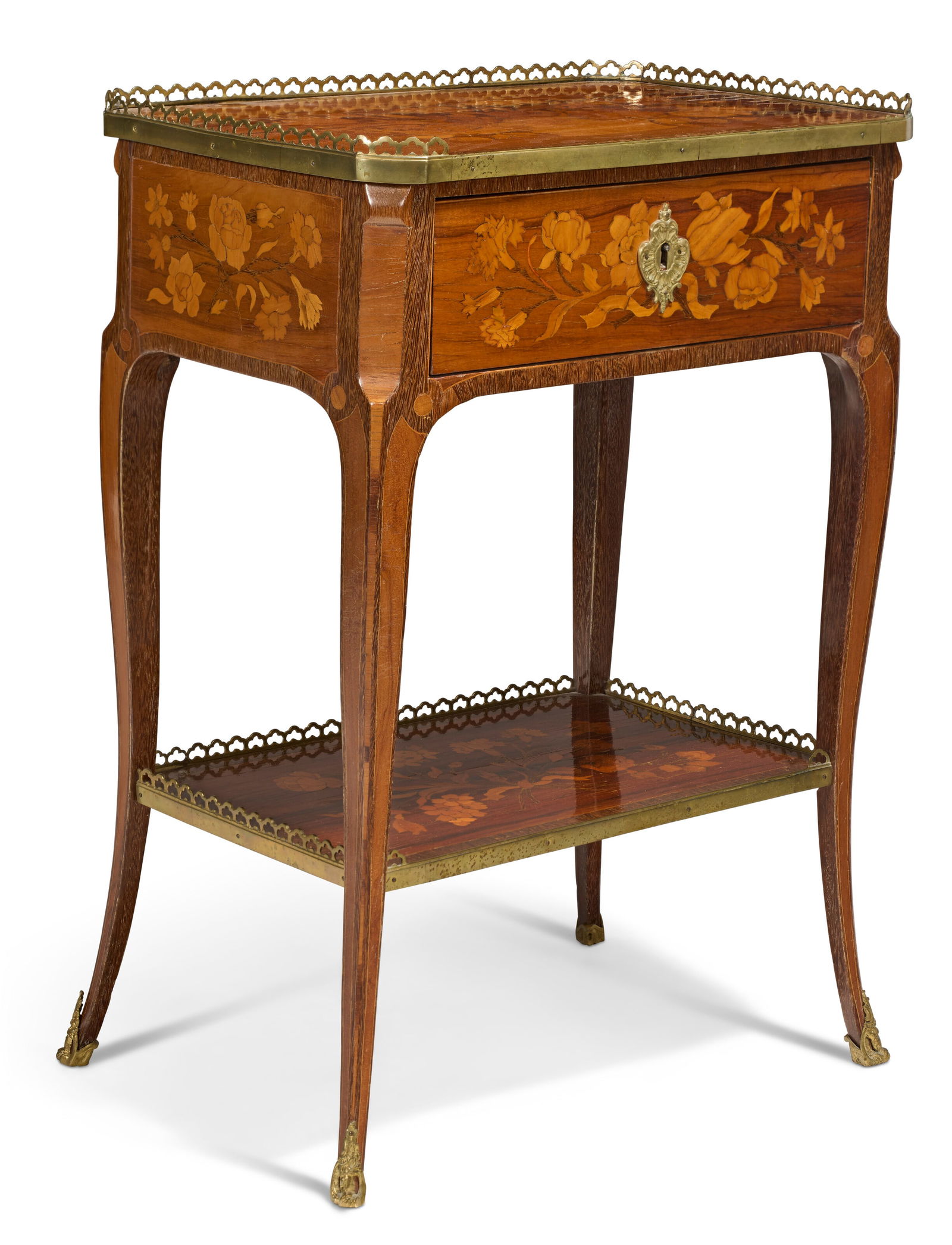 A FRENCH ORMOLU-MOUNTED TULIPWOOD, AMARANTH AND MARQUETRY TABLE A ECRIRE PARTS POSSIBLY 18TH CENTURY - 3