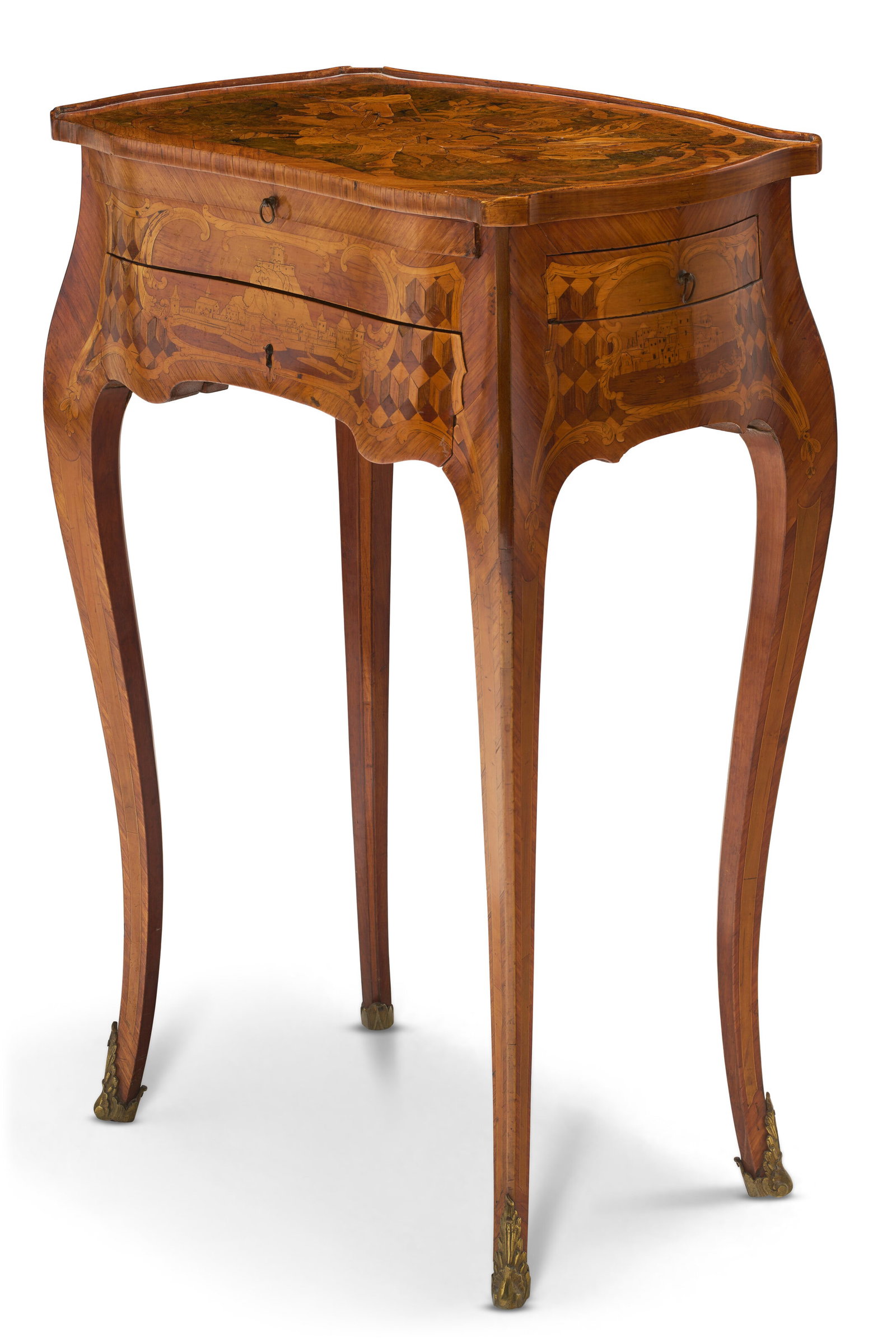 A FRENCH ORMOLU-MOUNTED TULIPWOOD, FRUITWOOD, BURR BIRCH AND MARQUETRY TABLE A ECRIRE 19TH CENTURY (1 of 5)
