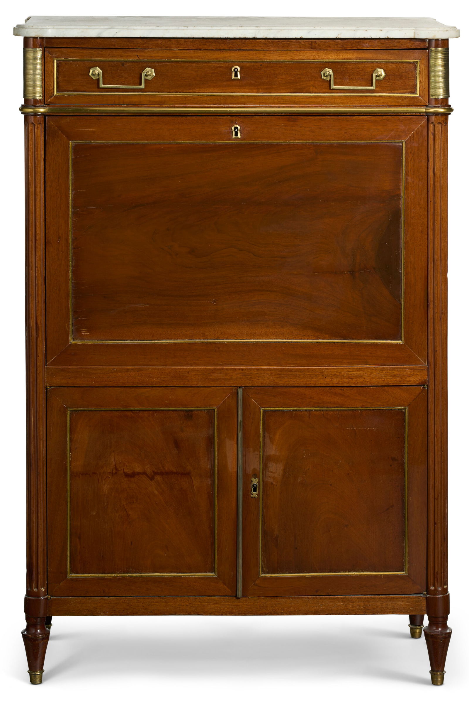 A LOUIS XVI BRASS-MOUNTED MAHOGANY SECRETAIRE A ABATTANT LATE 18TH CENTURY (1 of 7)