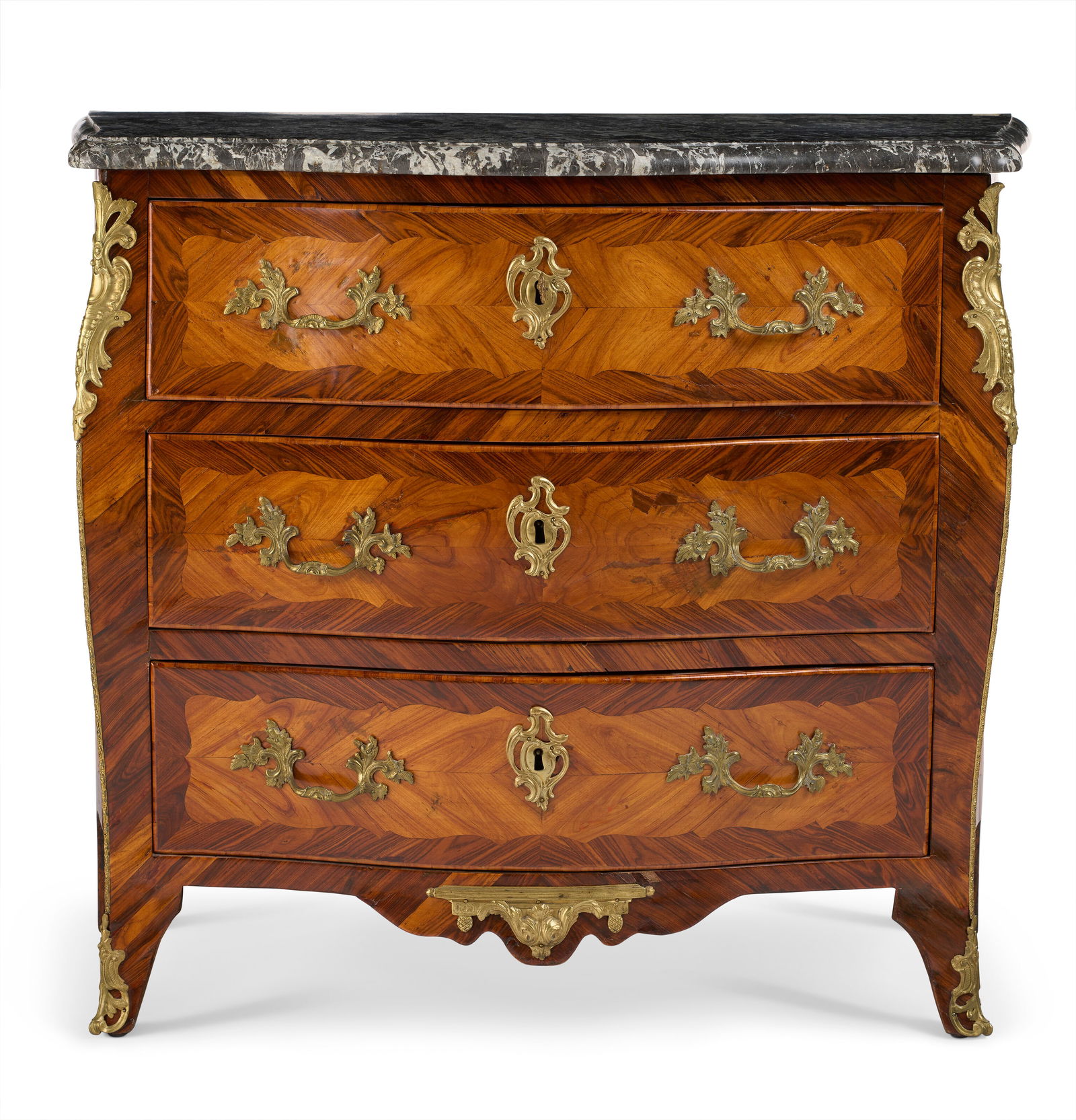 A LOUIS XV ORMOLU-MOUNTED KINGWOOD AND TULIPWOOD COMMODE BY JEAN DEMOULIN, CIRCA 1745 (1 of 4)