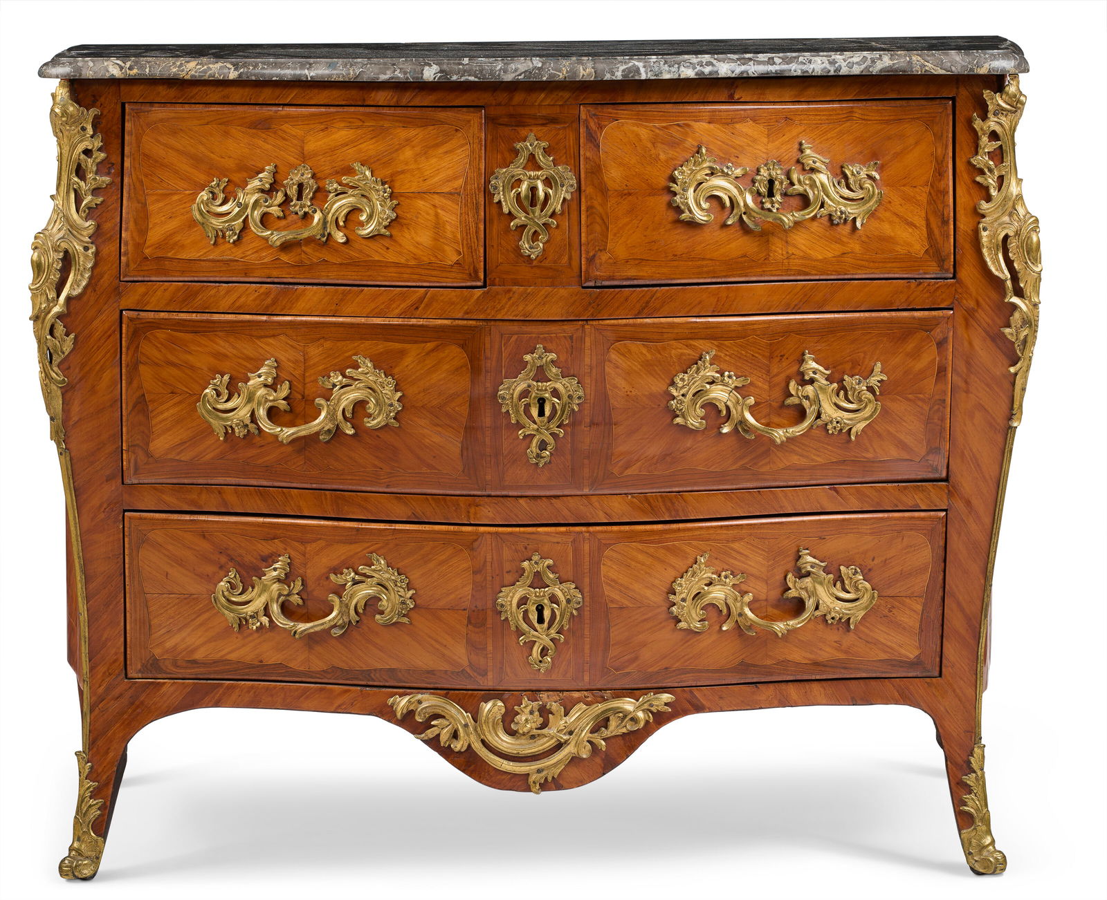 A LOUIS XV ORMOLU-MOUNTED TULIPWOOD COMMODE CIRCA 1745 (1 of 4)