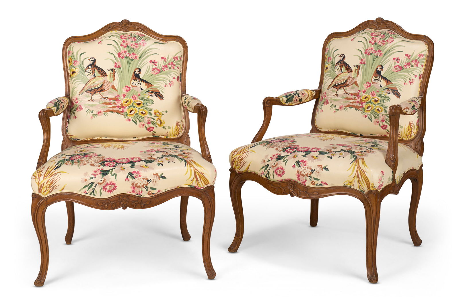 A PAIR OF LOUIS XV ASH AND BEECHWOOD FAUTEUILS MID-18TH CENTURY (1 of 4)