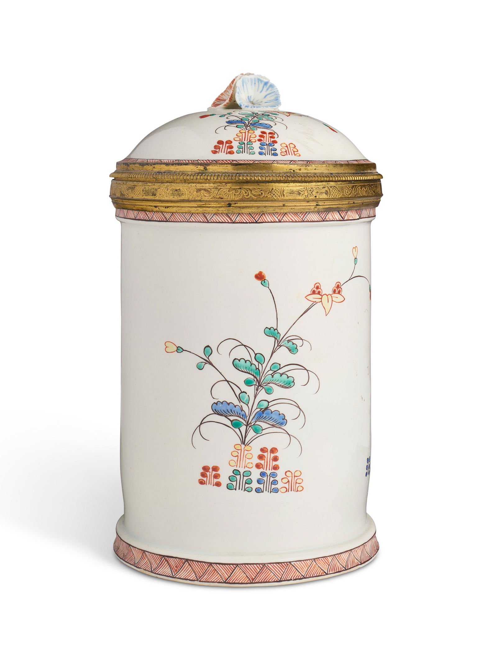 A ORMOLU-MOUNTED CHANTILLY PORCELAIN TOBACCO JAR CIRCA 1730-1735, THE MOUNTS PROBABLY OF A LATER (1 of 5)