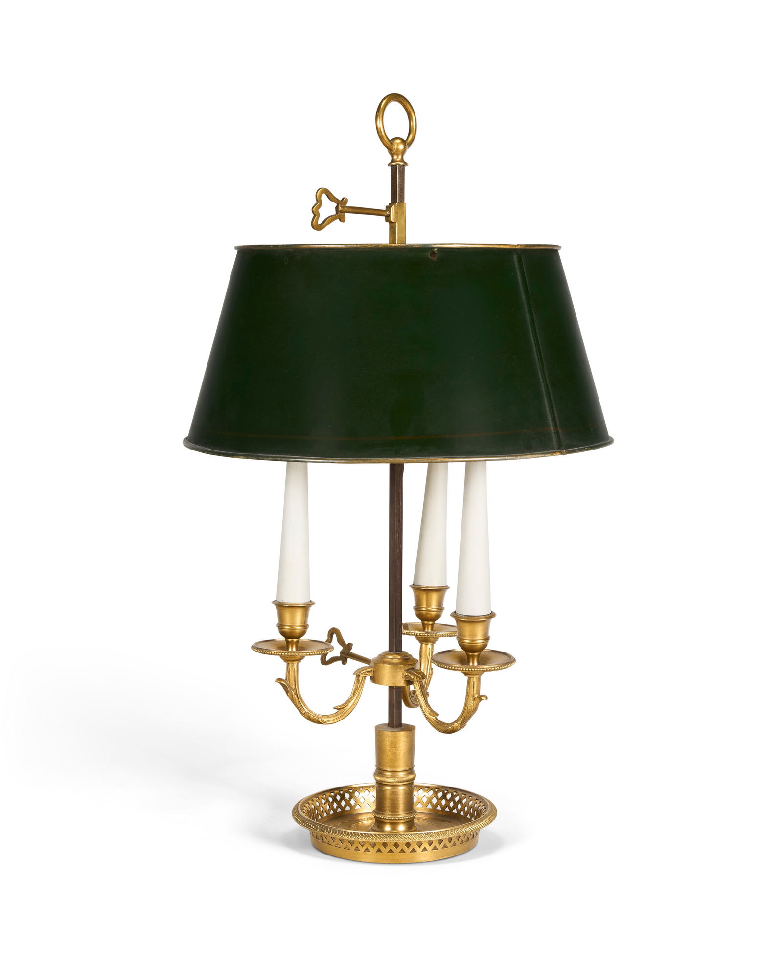 A LOUIS XVI-STYLE ORMOLU THREE-LIGHT BOUILLOTTE LAMP 20TH CENTURY (1 of 2)