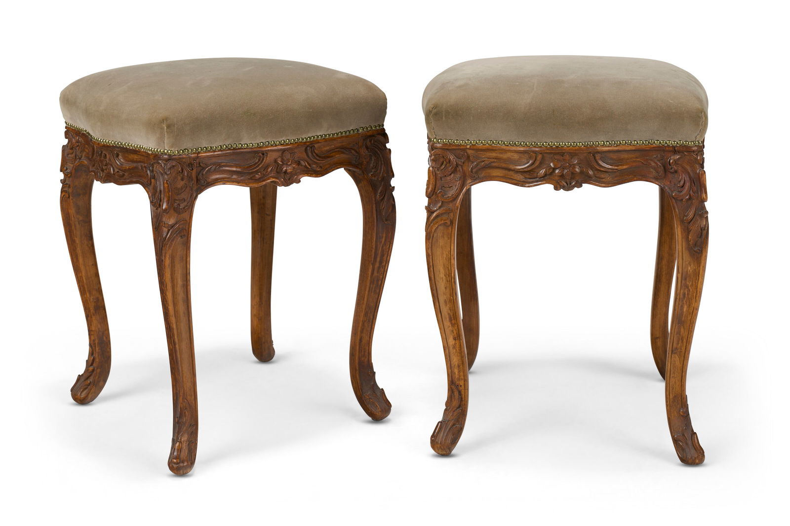 A PAIR OF LOUIS XV BEECHWOOD TABOURETS CIRCA 1740 (1 of 3)