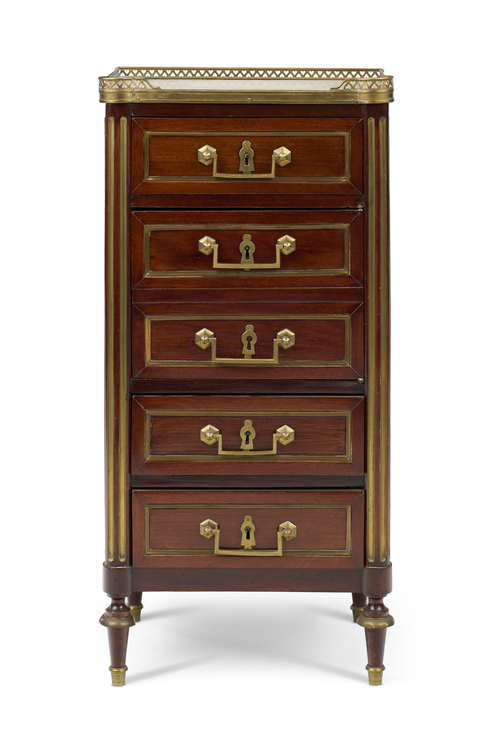 A FRENCH BRASS-MOUNTED AND INLAID MAHOGANY CABINET INCORPORATING 18TH CENTURY ELEMENTS (1 of 4)