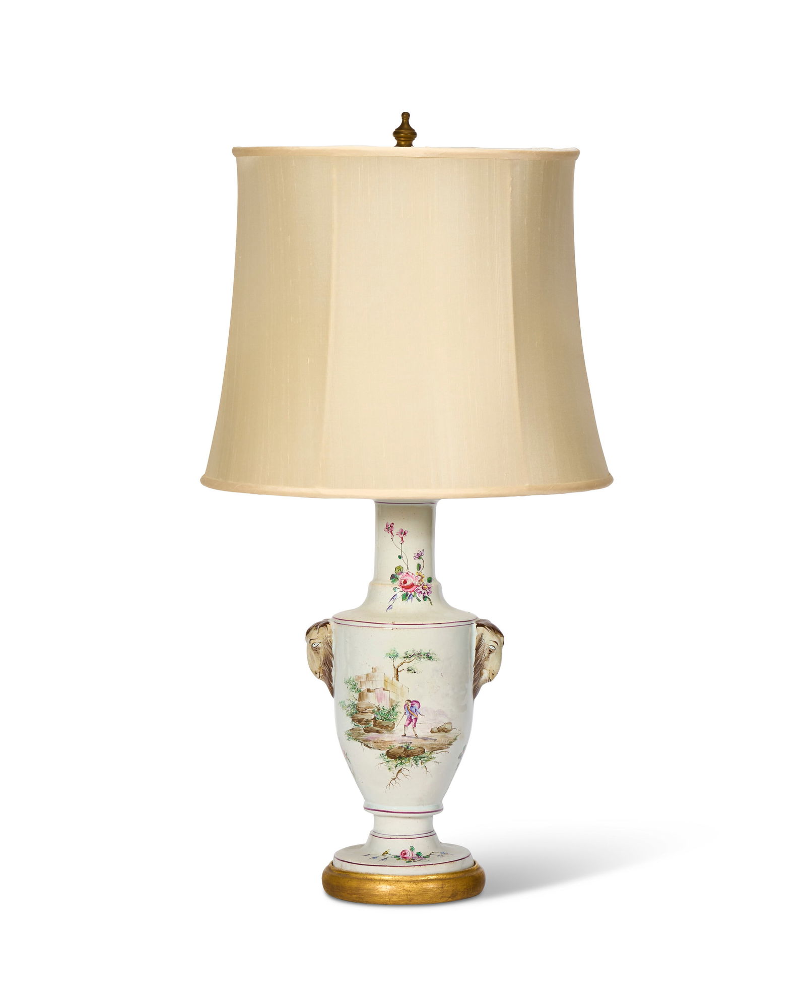 A FRENCH FAIENCE VASE, NOW MOUNTED AS A LAMP 19TH/20TH CENTURY (1 of 3)