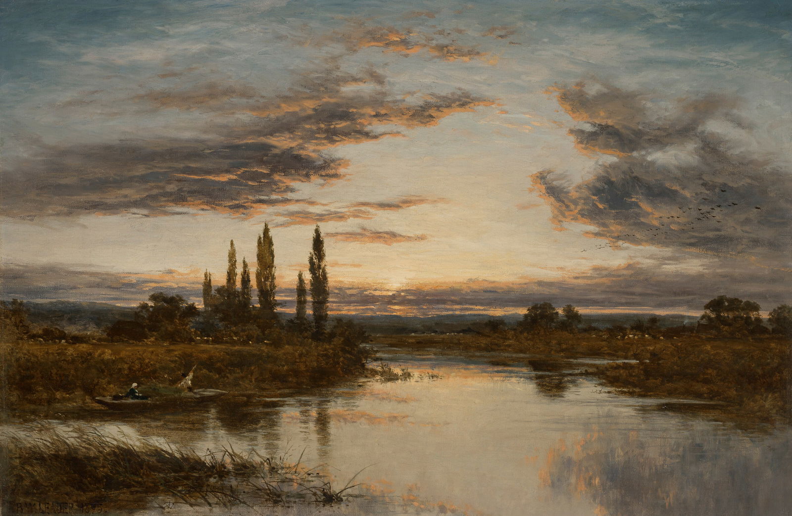 BENJAMIN WILLIAMS LEADER, R.A. (British, 1831-1923) Twilight on the Thames (1 of 3)