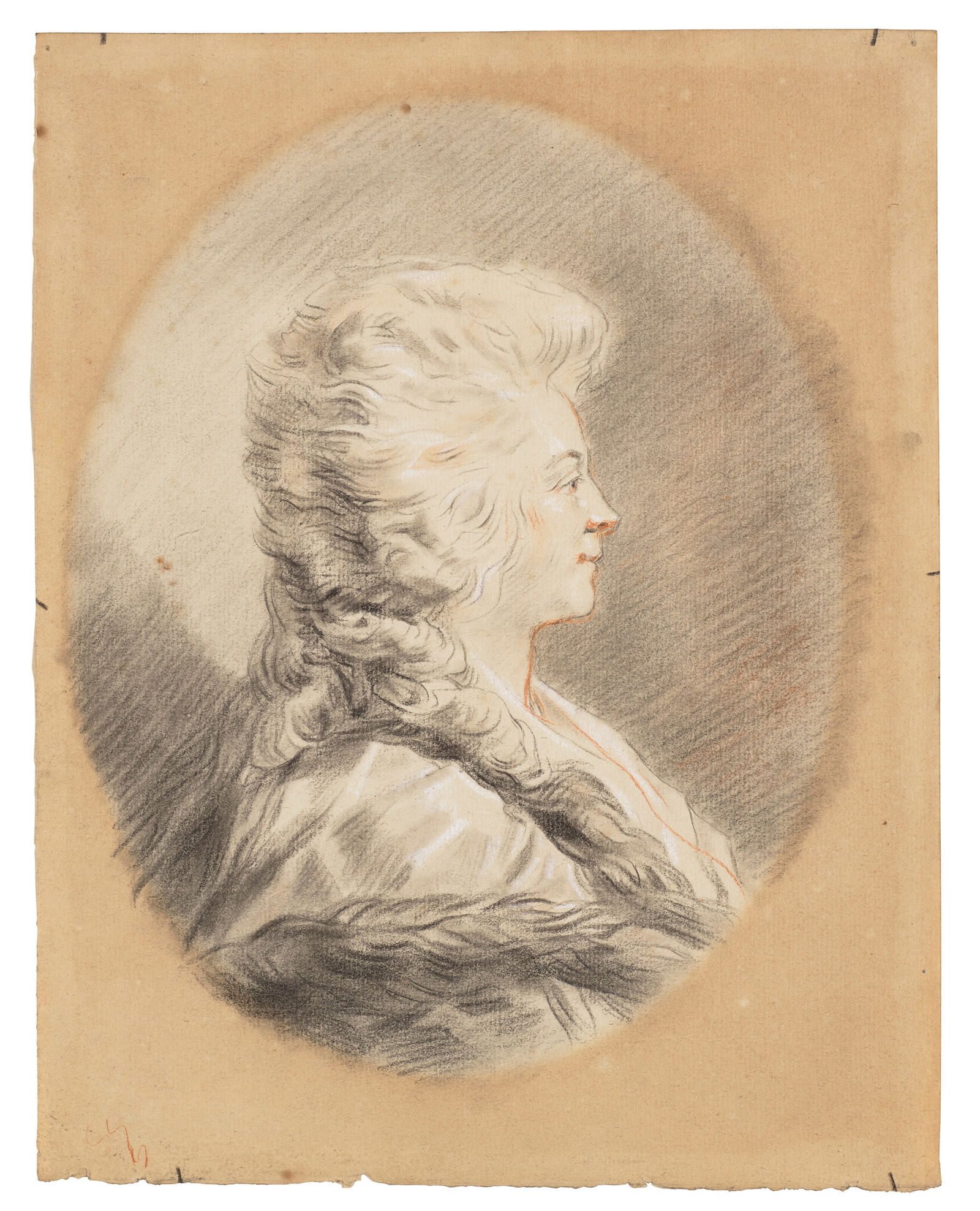 FOLLOWER GABRIEL-JACQUES DE SAINT-AUBIN (1724-1780) Portrait of a lady, bust-length, in profile to (1 of 1)