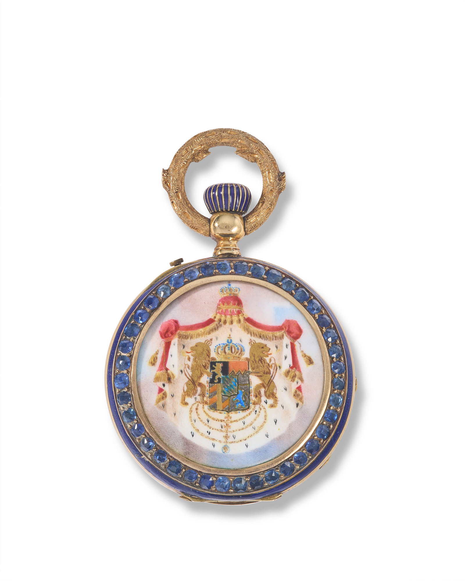 A SWISS ROYAL JEWELED ENAMELED GOLD POCKET WATCH THE CASE, GENEVA, CIRCA 1860; THE MOVEMENT BY (1 of 3)