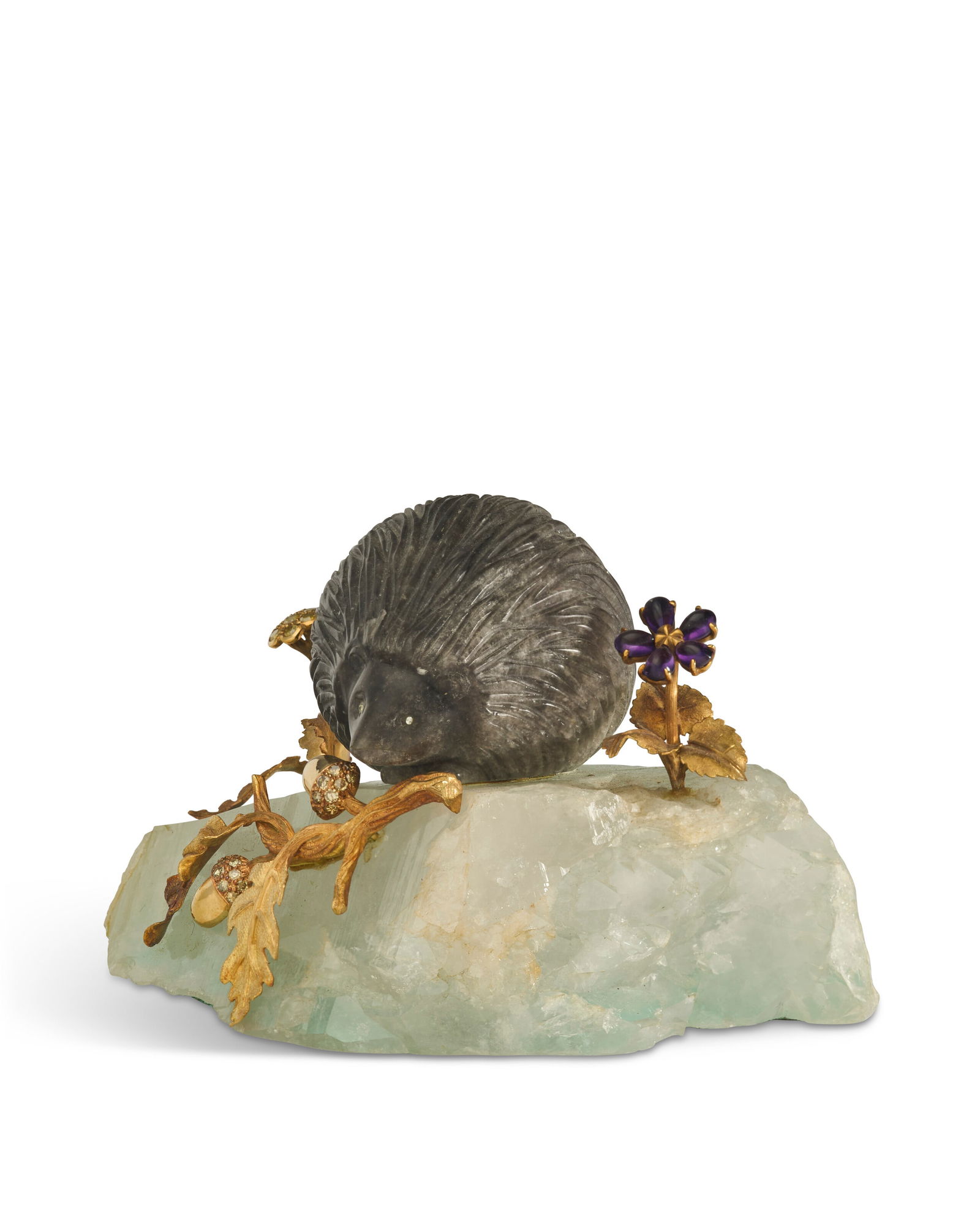 AN AMERICAN JEWELED HARDSTONE MODEL OF A HEDGEHOG BY VERDURA, NEW YORK, CIRCA 1970 (1 of 4)
