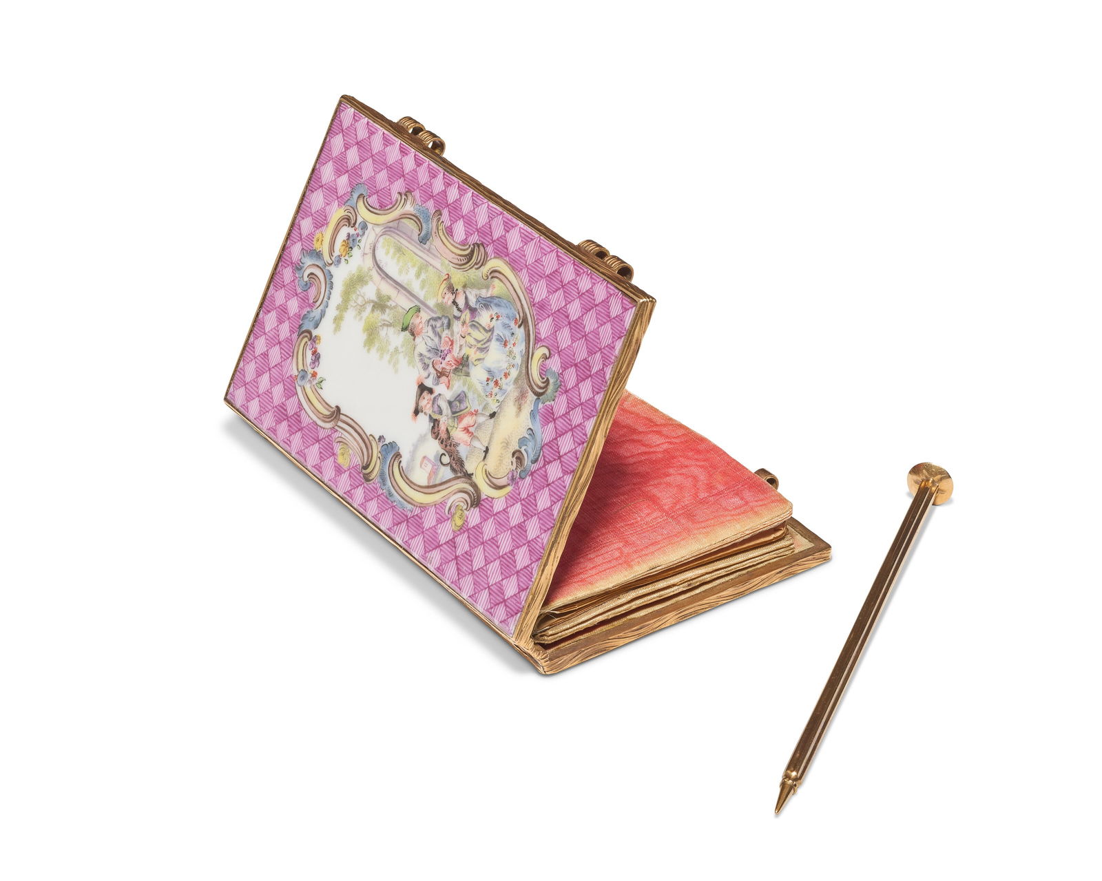 A GOLD-MOUNTED GERMAN PORCELAIN ‘CARNET DE BAL’ PROBABLY 2ND QUARTER 19TH CENTURY, (1 of 3)