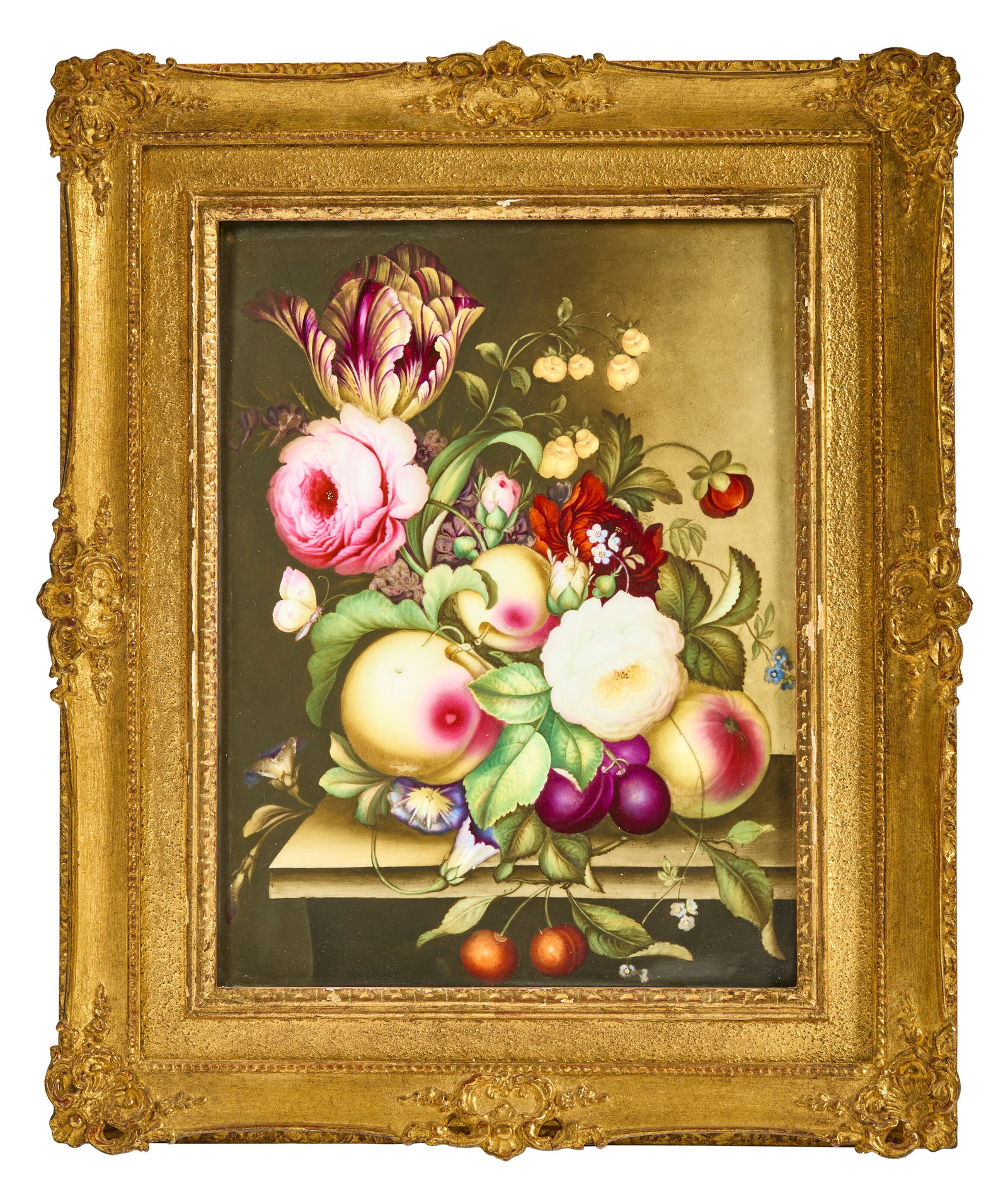 AN ENGLISH PORCELAIN RECTANGULAR PLAQUE OF A STILL-LIFE FIRST QUARTER 19TH CENTURY (1 of 2)