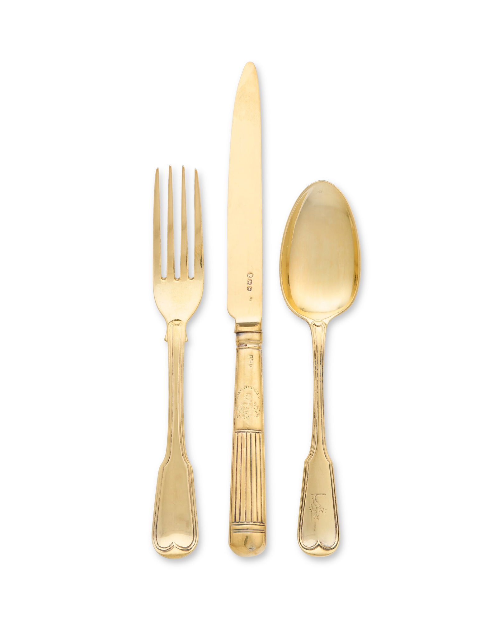 AN ASSEMBLED ENGLISH SILVER-GILT DESSERT SERVICE VARIOUS MAKERS, LONDON, 1791-1908 (1 of 1)