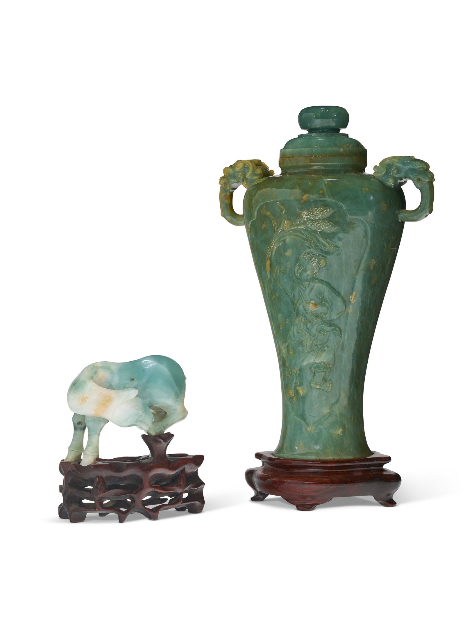 A CHINESE GREEN JADE VASE AND COVER 20TH CENTURY (1 of 5)