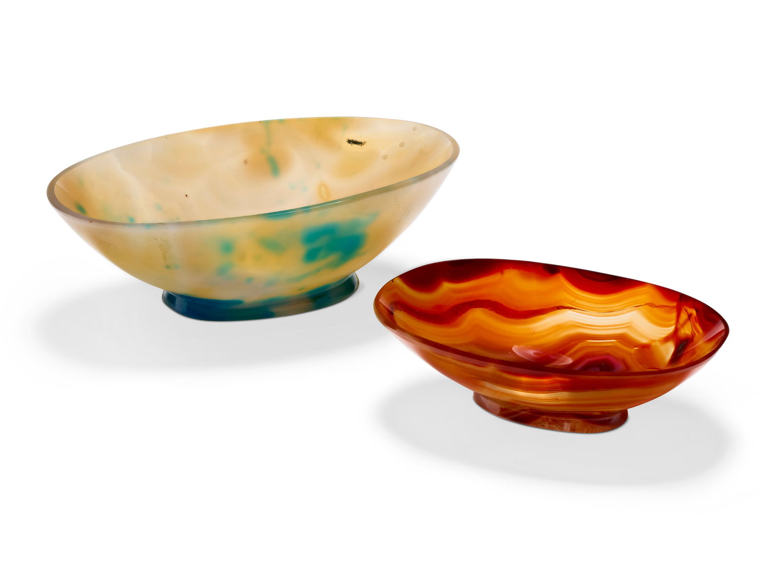 TWO OVAL AGATE BOWLS 20TH CENTURY (1 of 3)