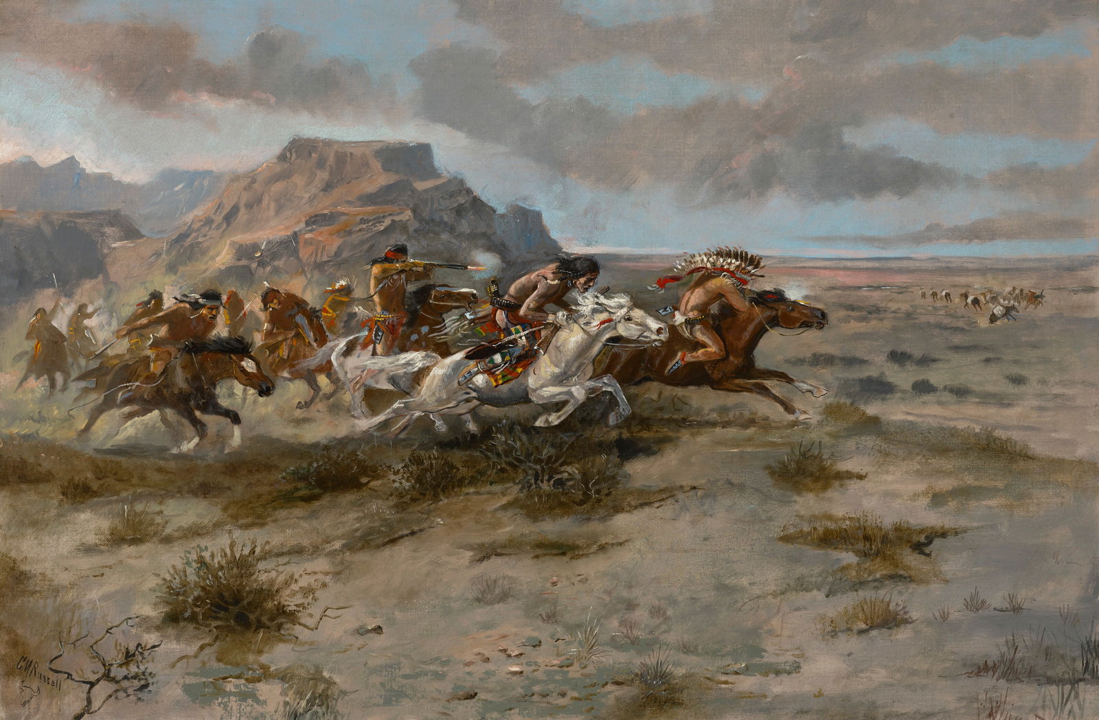 CHARLES MARION RUSSELL (1864-1926) Indian Attack (1 of 5)
