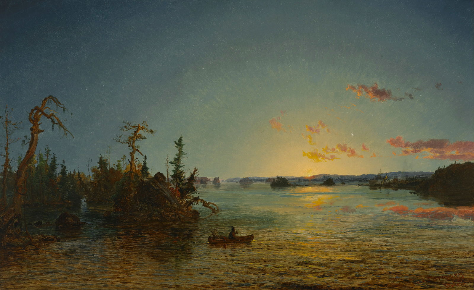JASPER FRANCIS CROPSEY (1823-1900) Dawn of Morning, Lake George: JASPER FRANCIS CROPSEY (1823-1900) Dawn of Morning, Lake George Details JASPER FRANCIS CROPSEY (1823-1900) Dawn of Morning, Lake George signed and dated 'JF Cropsey/1868' (lower right) oil on canvas 2