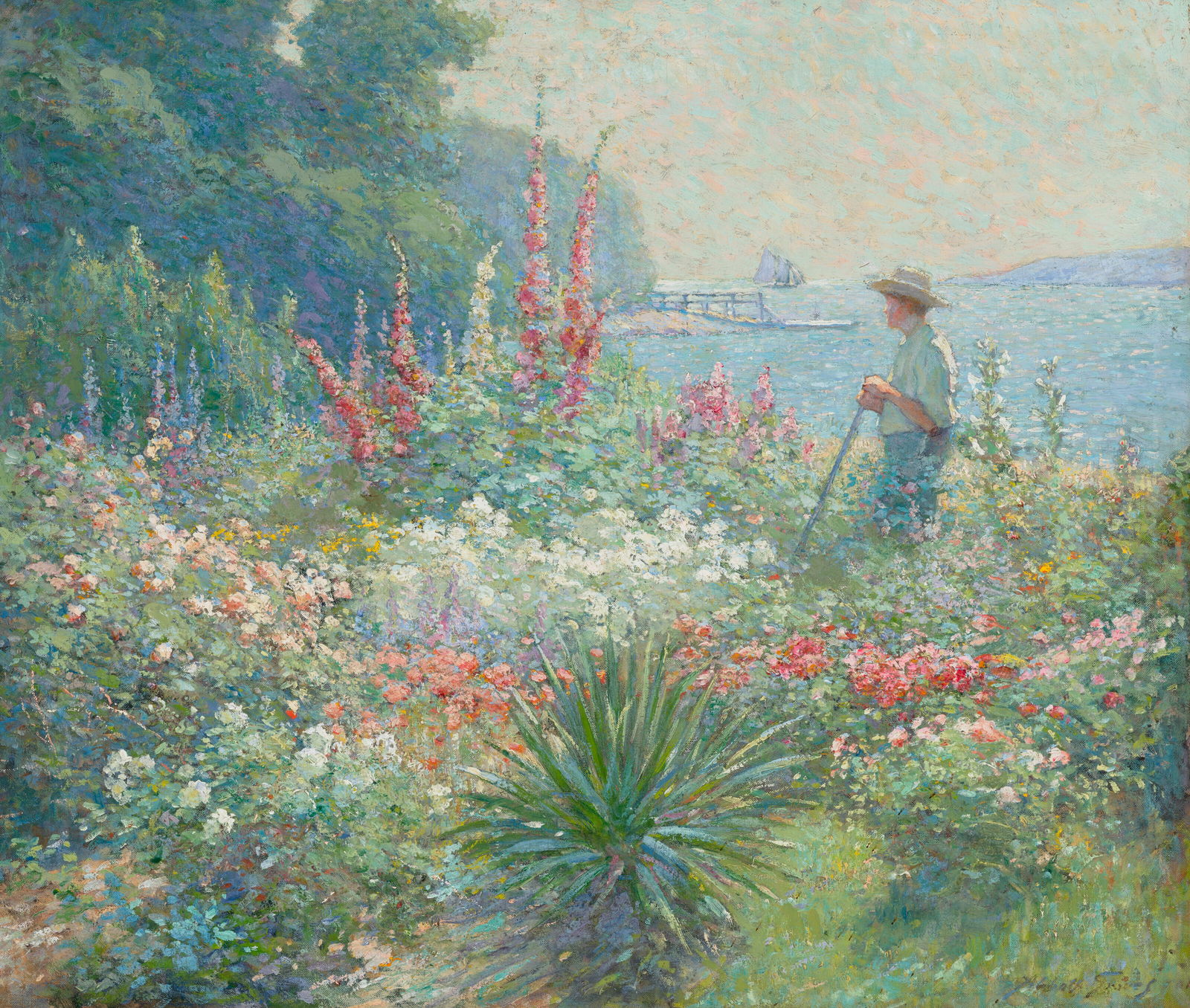 ABBOTT FULLER GRAVES (1859-1936) Mrs. Mayer's Garden: ABBOTT FULLER GRAVES (1859-1936) Mrs. Mayer's Garden Details ABBOTT FULLER GRAVES (1859-1936) Mrs. Mayer's Garden signed 'Abbott Graves' (lower right) oil on canvas 24 ¼ x 28 ½ in. (61.6 x 7