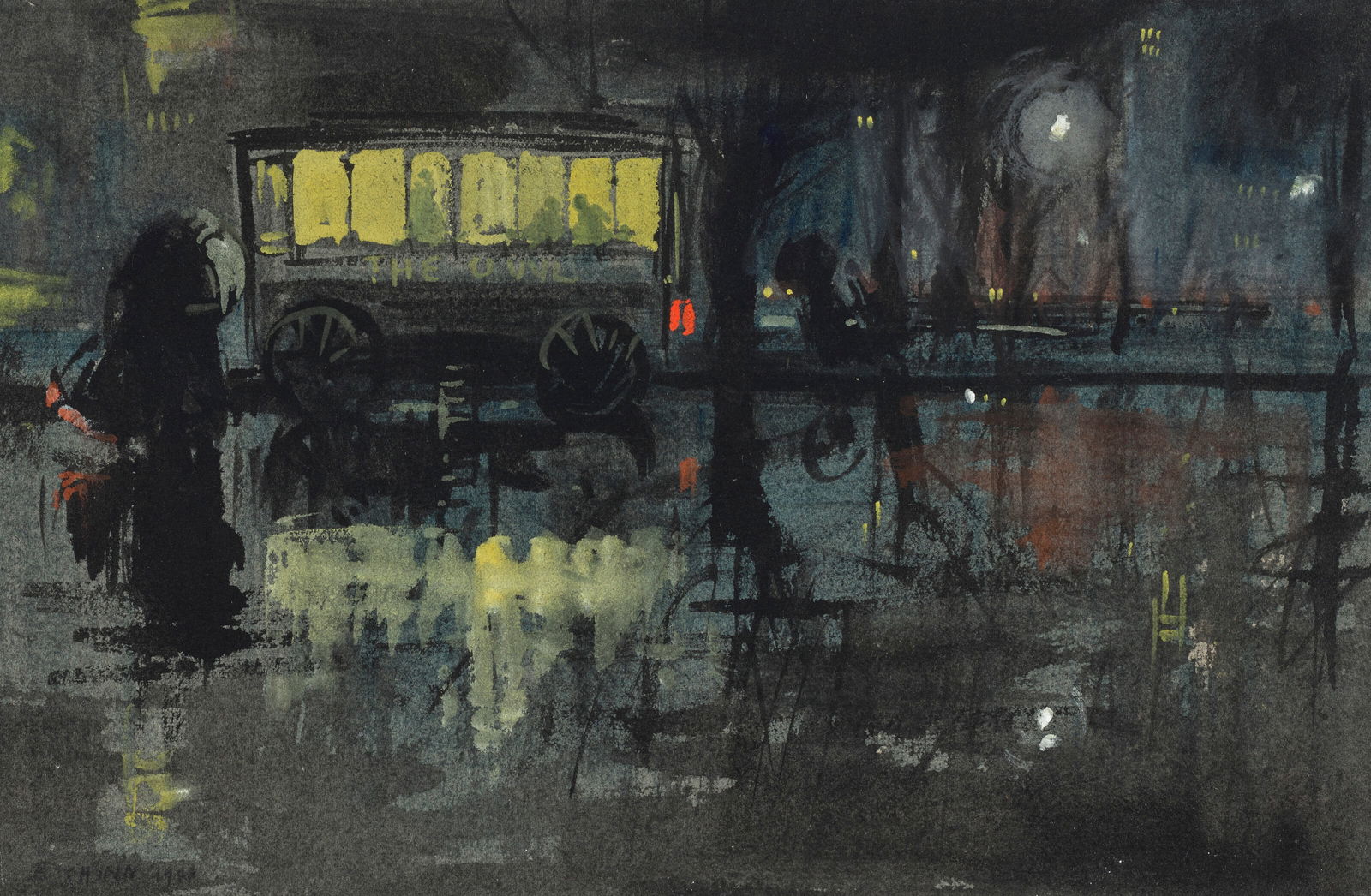EVERETT SHINN (1876-1953) Lunch Wagon, Madison Square: EVERETT SHINN (1876-1953) Lunch Wagon, Madison Square Details EVERETT SHINN (1876-1953) Lunch Wagon, Madison Square signed and indistinctly dated 'E. Shinn 1904' (lower left) gouache, watercolor and p