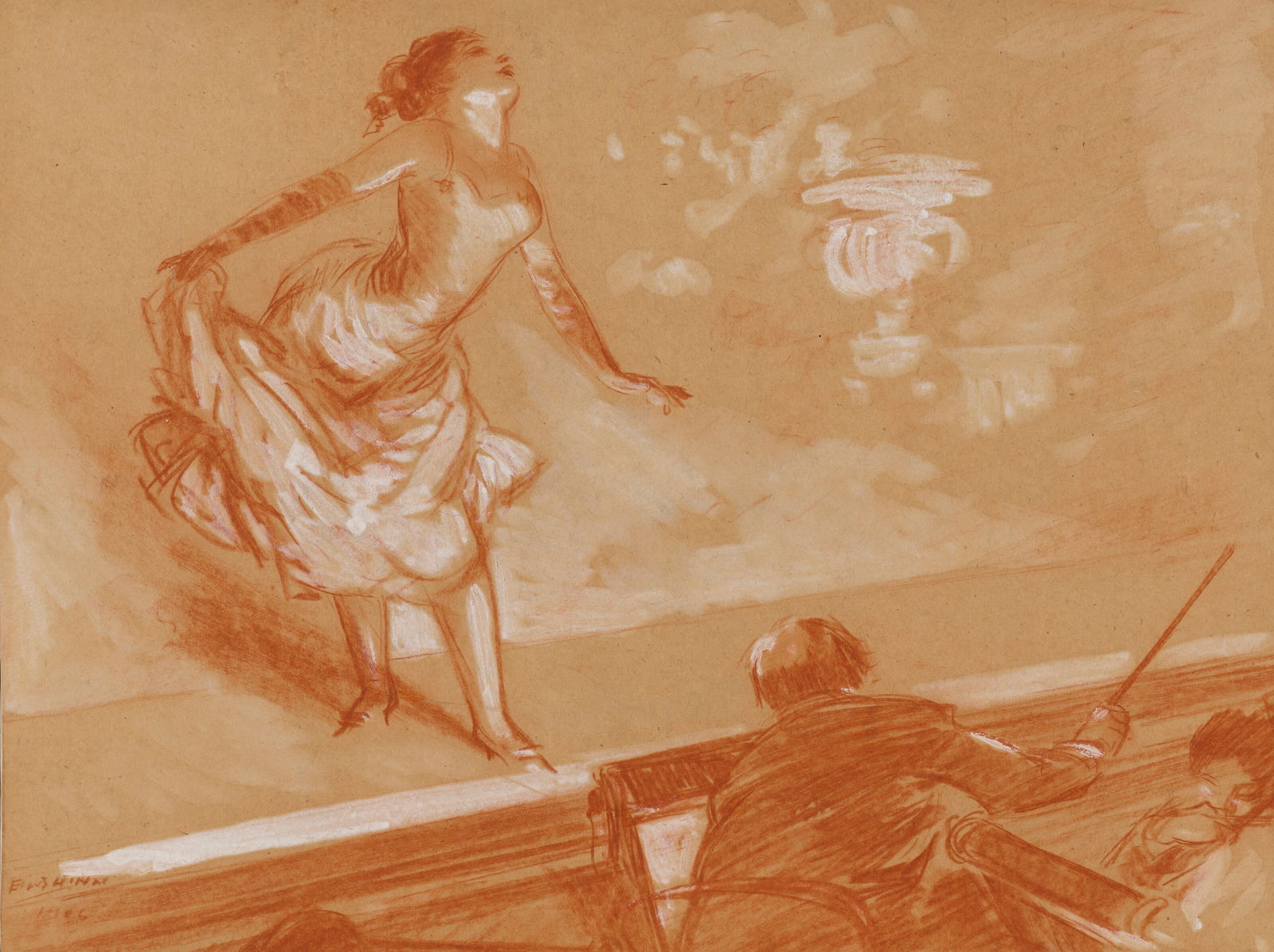 EVERETT SHINN (1876-1953) Girl on Stage: EVERETT SHINN (1876-1953) Girl on Stage Details EVERETT SHINN (1876-1953) Girl on Stage signed and dated 'E. Shinn/1906' (lower left)—inscribed indistinctly 'To my friend Ernest */from Everett S