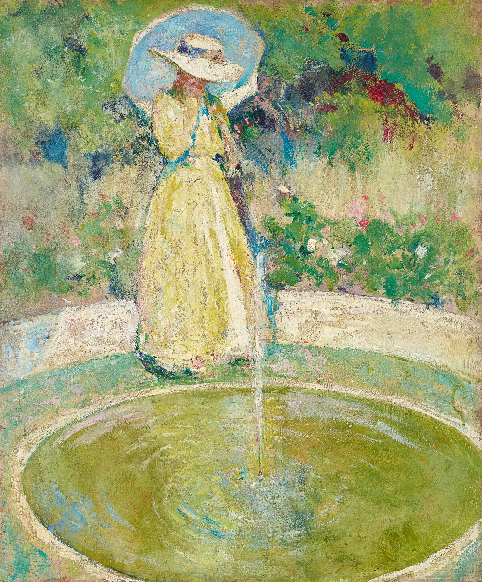 CHARLES WEBSTER HAWTHORNE (1872-1930) The Fountain: Details CHARLES WEBSTER HAWTHORNE (1872-1930) The Fountain oil on panel 30 x 25 in. (76.2 x 63.5 cm.) Painted circa 1913. Provenance The artist. Estate of the above. William Macbeth, Inc., New York. M