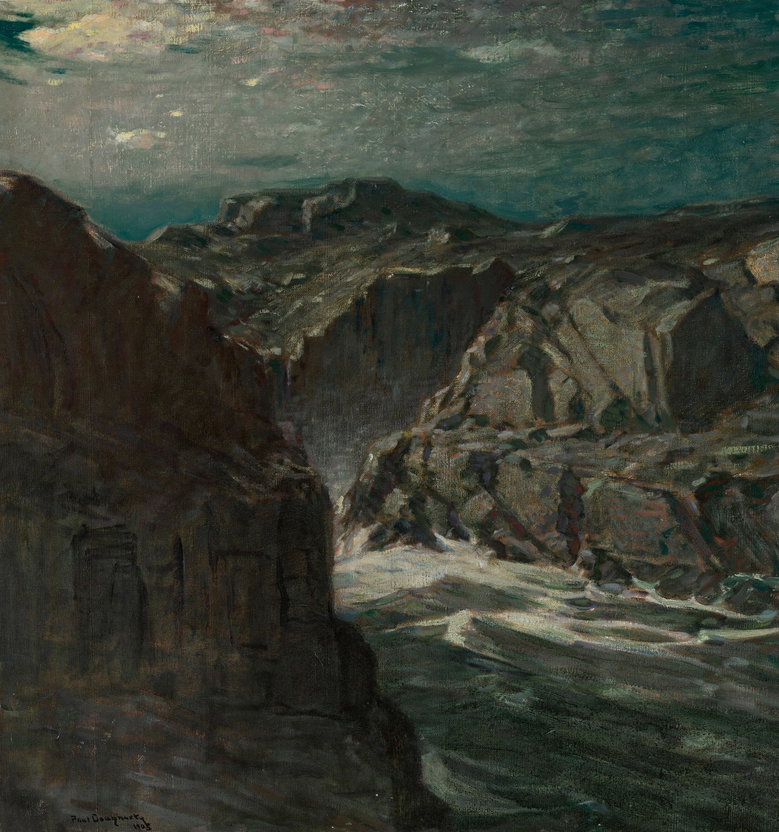 PAUL DOUGHERTY (1877-1947) Moonlit Cove: Details PAUL DOUGHERTY (1877-1947) Moonlit Cove signed and dated 'Paul Dougherty/1908' (lower left) oil on canvas 36 x 33 ¾ in. (91.4 x 85.7 cm.) Painted in 1908. Provenance Henry Reinhardt, New