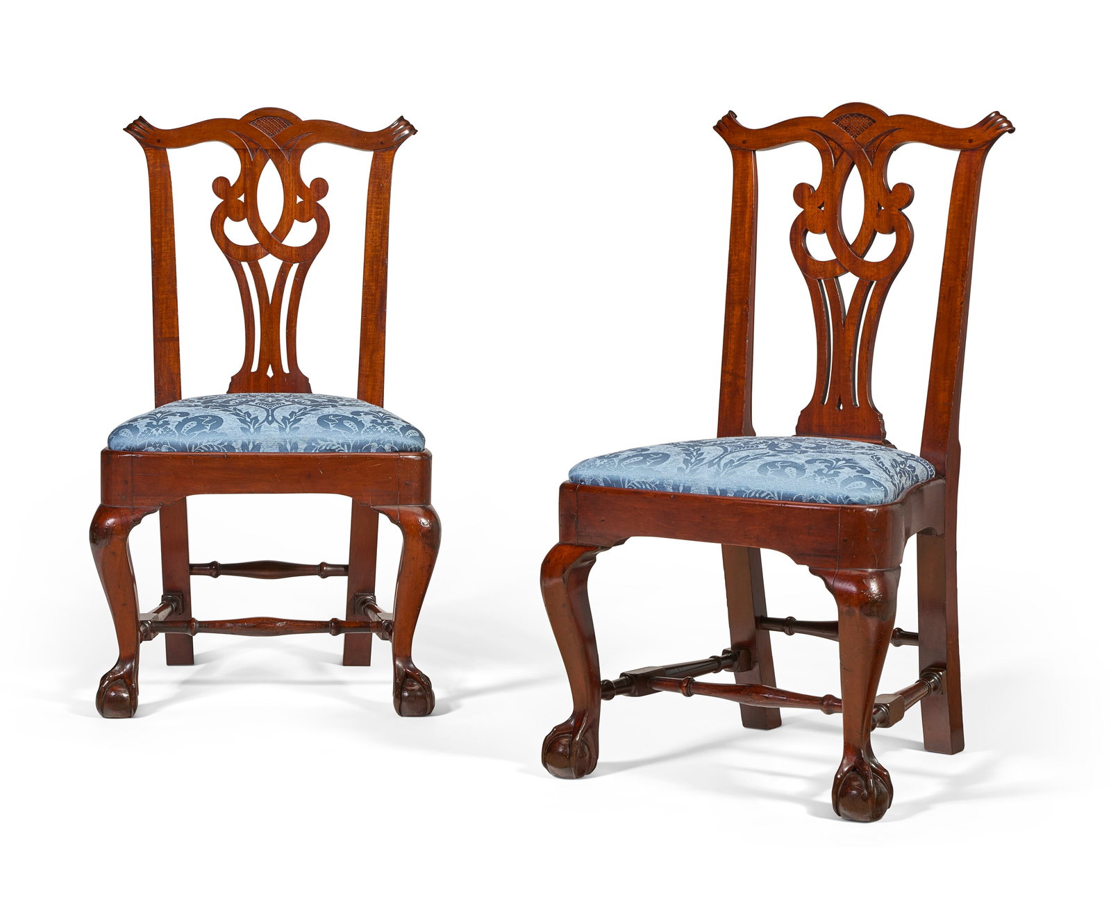 THE JOHN TOWNSEND PAIR OF CHIPPENDALE CARVED MAHOGANY SIDE CHAIRS ATTRIBUTED TO JOHN TOWNSEND: THE JOHN TOWNSEND PAIR OF CHIPPENDALE CARVED MAHOGANY SIDE CHAIRS ATTRIBUTED TO JOHN TOWNSEND (1733-1809), NEWPORT, 1760-1790 Details One chair inscribed in graphite on inside of front rail and side r