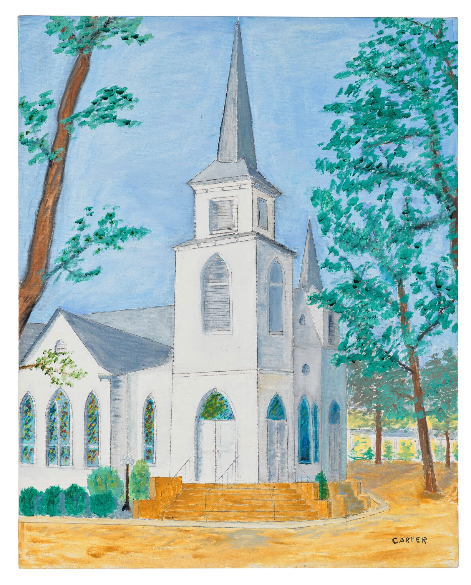 PRESIDENT JIMMY CARTER (1924-2024) Steeple: PRESIDENT JIMMY CARTER (1924-2024) Steeple Details PRESIDENT JIMMY CARTER (1924-2024) Steeple signed CARTER (lower right) oil on canvas 30 x 24 in. (76.2 x 61 cm.) Executed in 2010. Literature