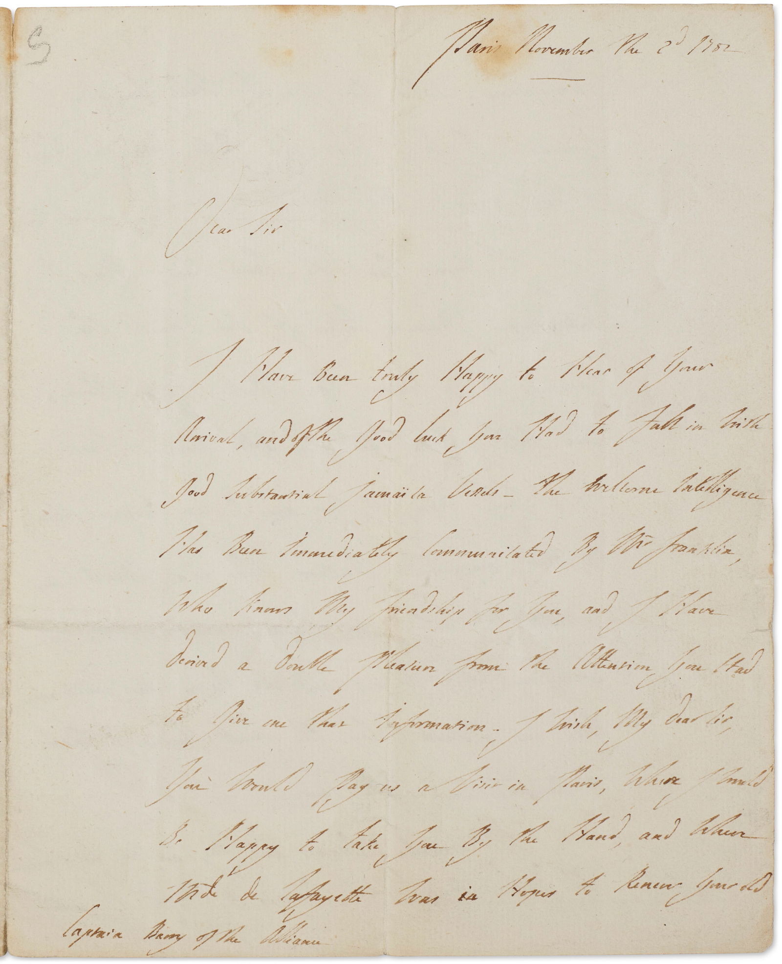 GILBERT MOTIER, MARQUIS DE LAFAYETTE (1757-1836) Autograph letter signed, 2 November 1832 (1 of 3)