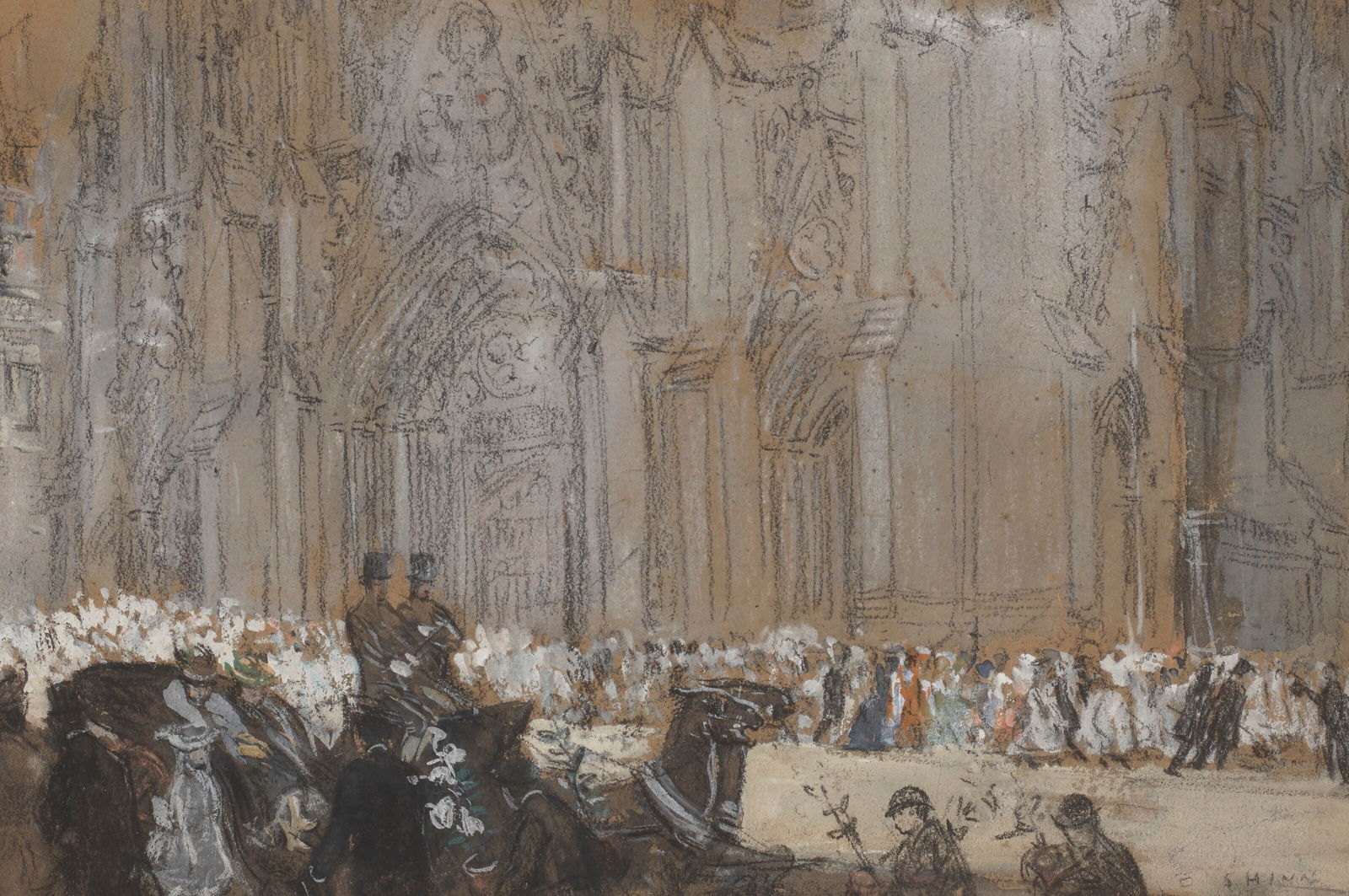 Everett Shinn (1876-1953) St. Patrick’s Cathedral, Easter Sunday: Everett Shinn (1876-1953) St. Patrick’s Cathedral, Easter Sunday Details Everett Shinn (1876-1953) St. Patrick’s Cathedral, Easter Sunday signed 'E Shinn' and indistictly dated '1900' (low