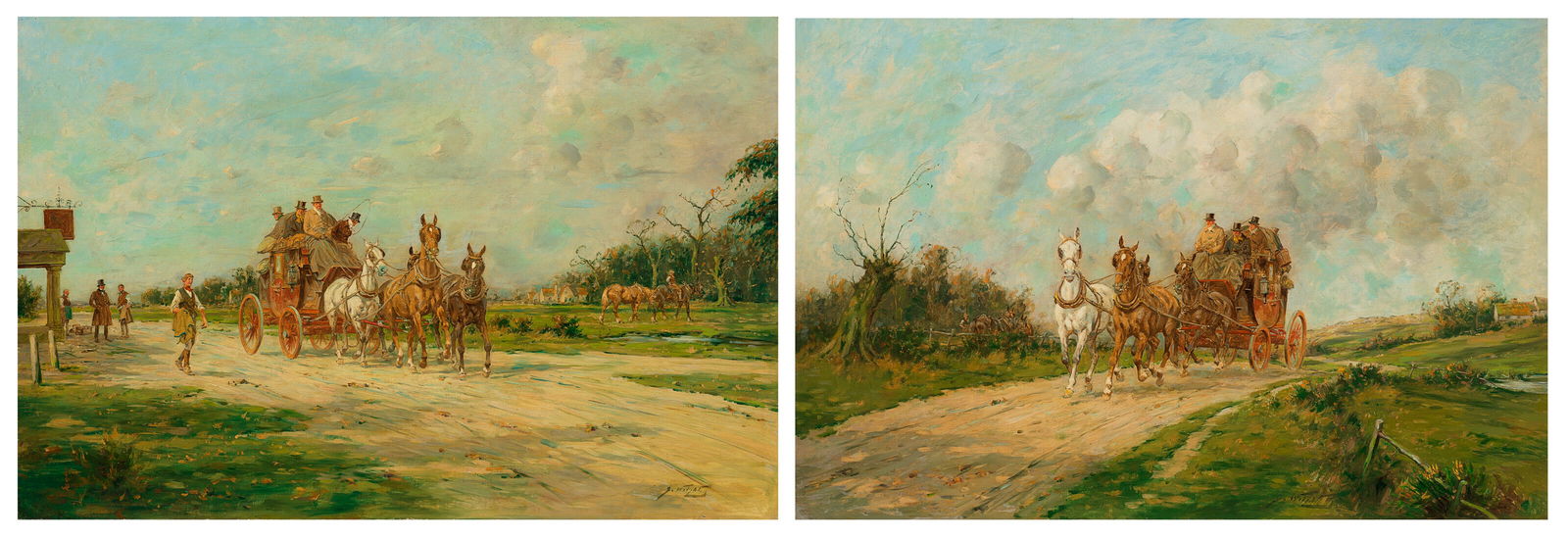 GEORGE WRIGHT (British, 1860-1942) A Pair of Coaching Scenes (1 of 7)