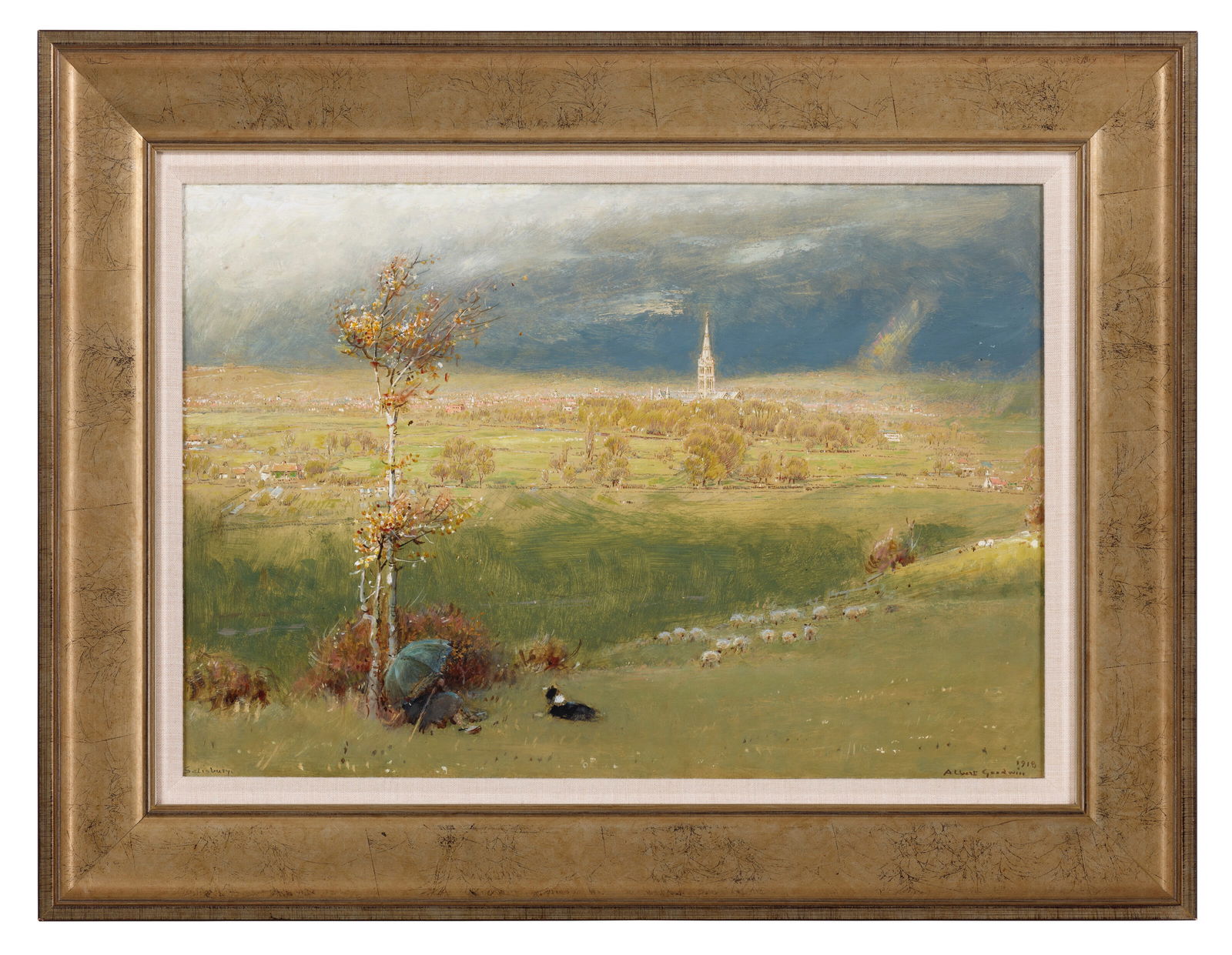 ALBERT GOODWIN, R.W.S. (MAIDSTONE 1845-1932 BEXHILL) A storm over Salisbury (1 of 4)